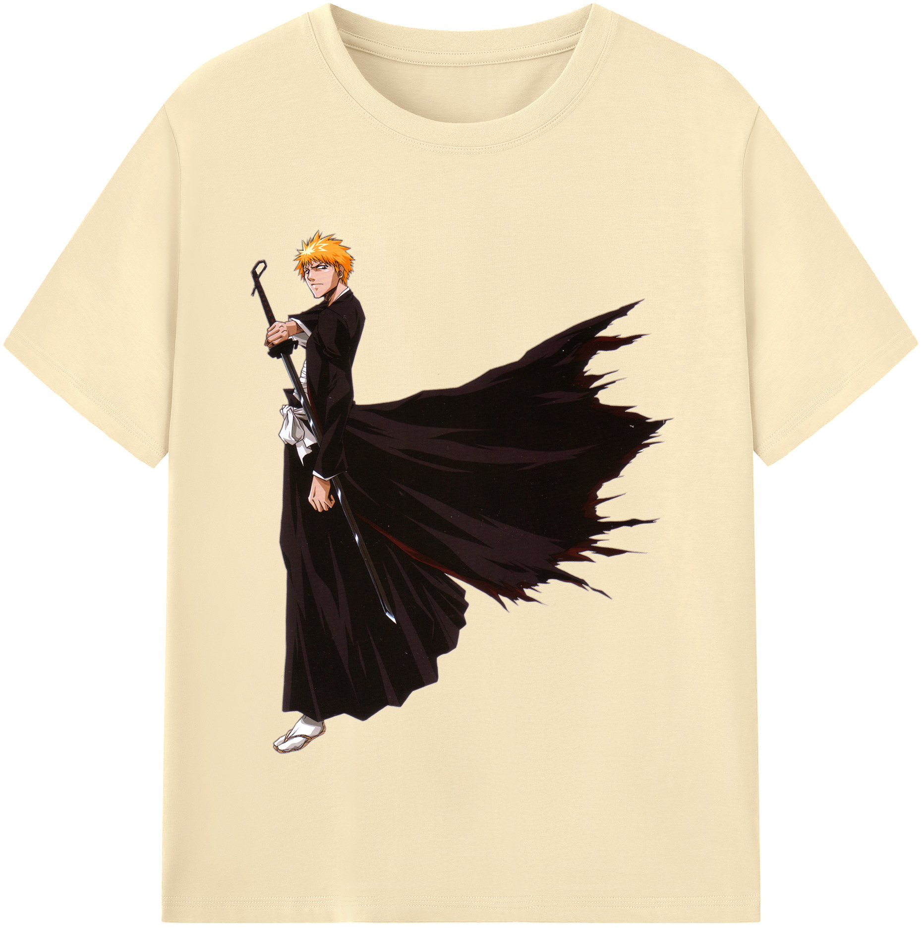 （画像用） ブリーチ 黒崎一護（くろさき いちご）BLEACH Kurosaki Ichigo 綿100％半袖Tシャツ（フロントプリント）