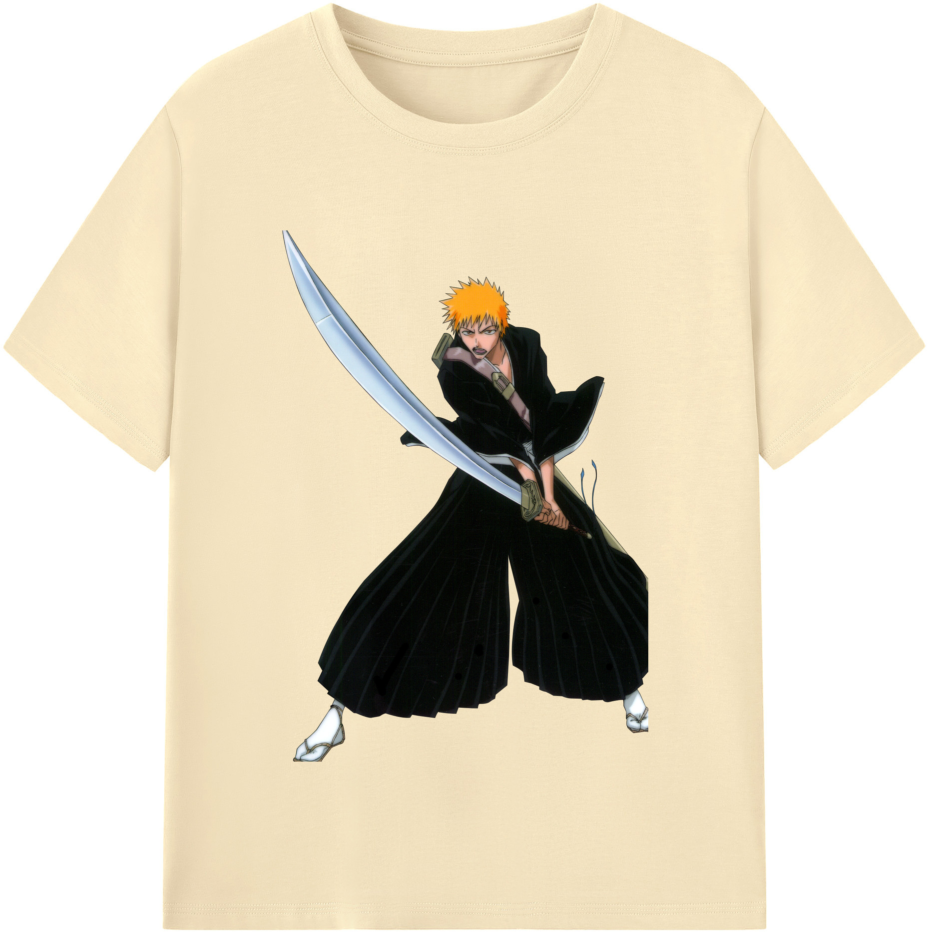 （画像用） ブリーチ 黒崎一護（くろさき いちご）BLEACH Kurosaki Ichigo 綿100％半袖Tシャツ（フロントプリント）