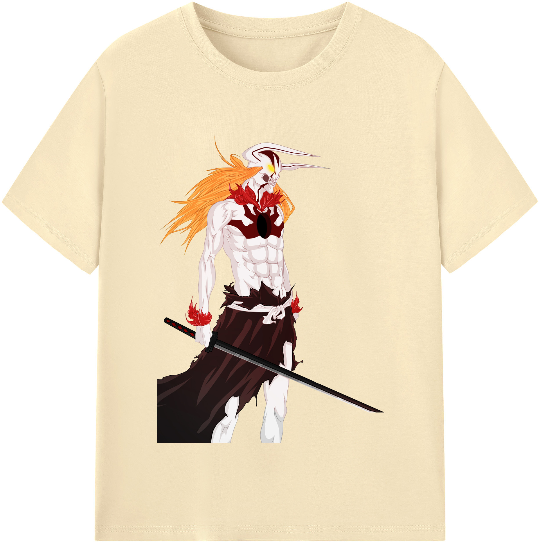 （画像用） ブリーチ 黒崎一護（くろさき いちご）BLEACH Kurosaki Ichigo 綿100％半袖Tシャツ（フロントプリント）