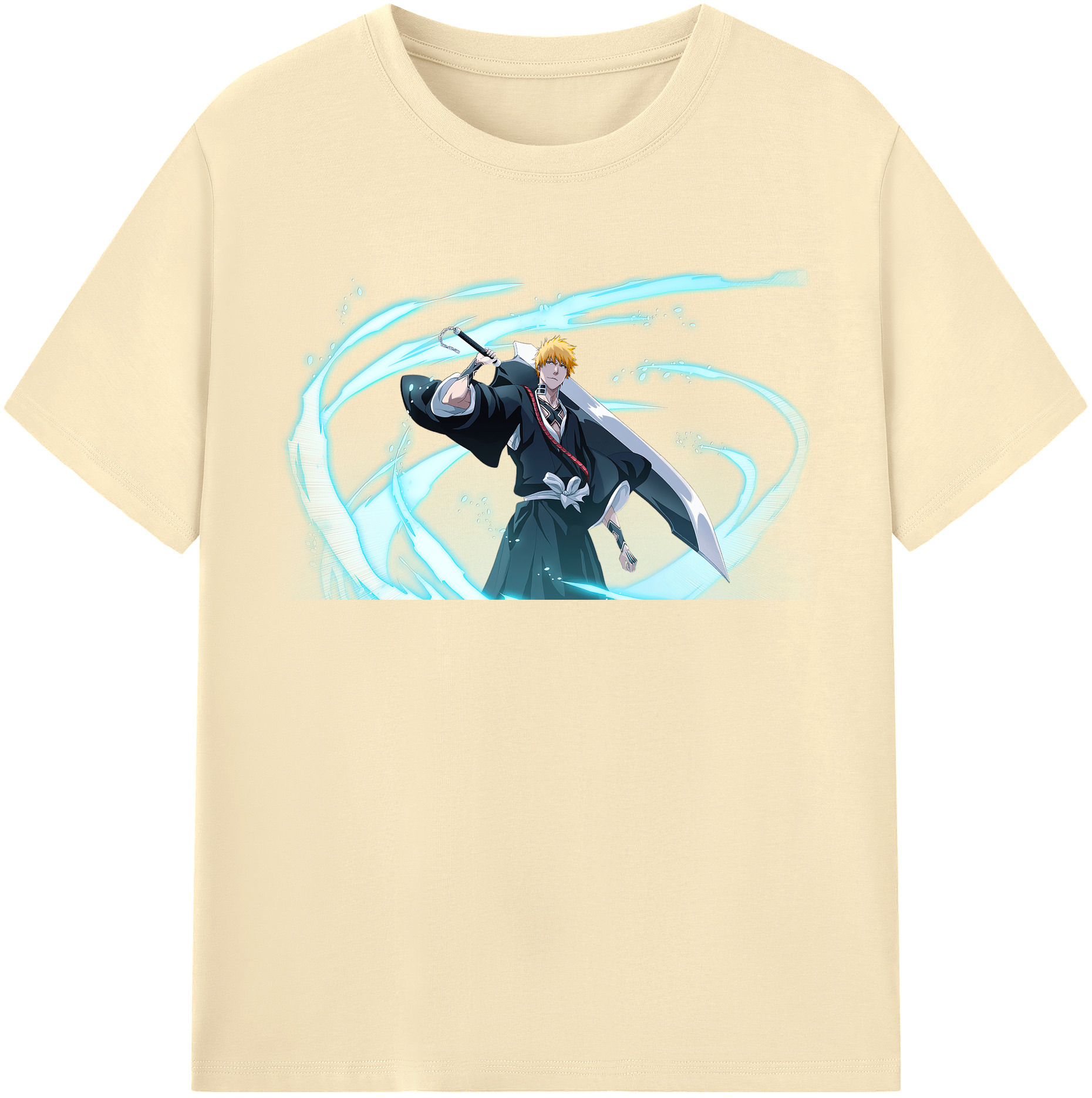 （画像用） ブリーチ 黒崎一護（くろさき いちご）BLEACH Kurosaki Ichigo 綿100％半袖Tシャツ（フロントプリント）