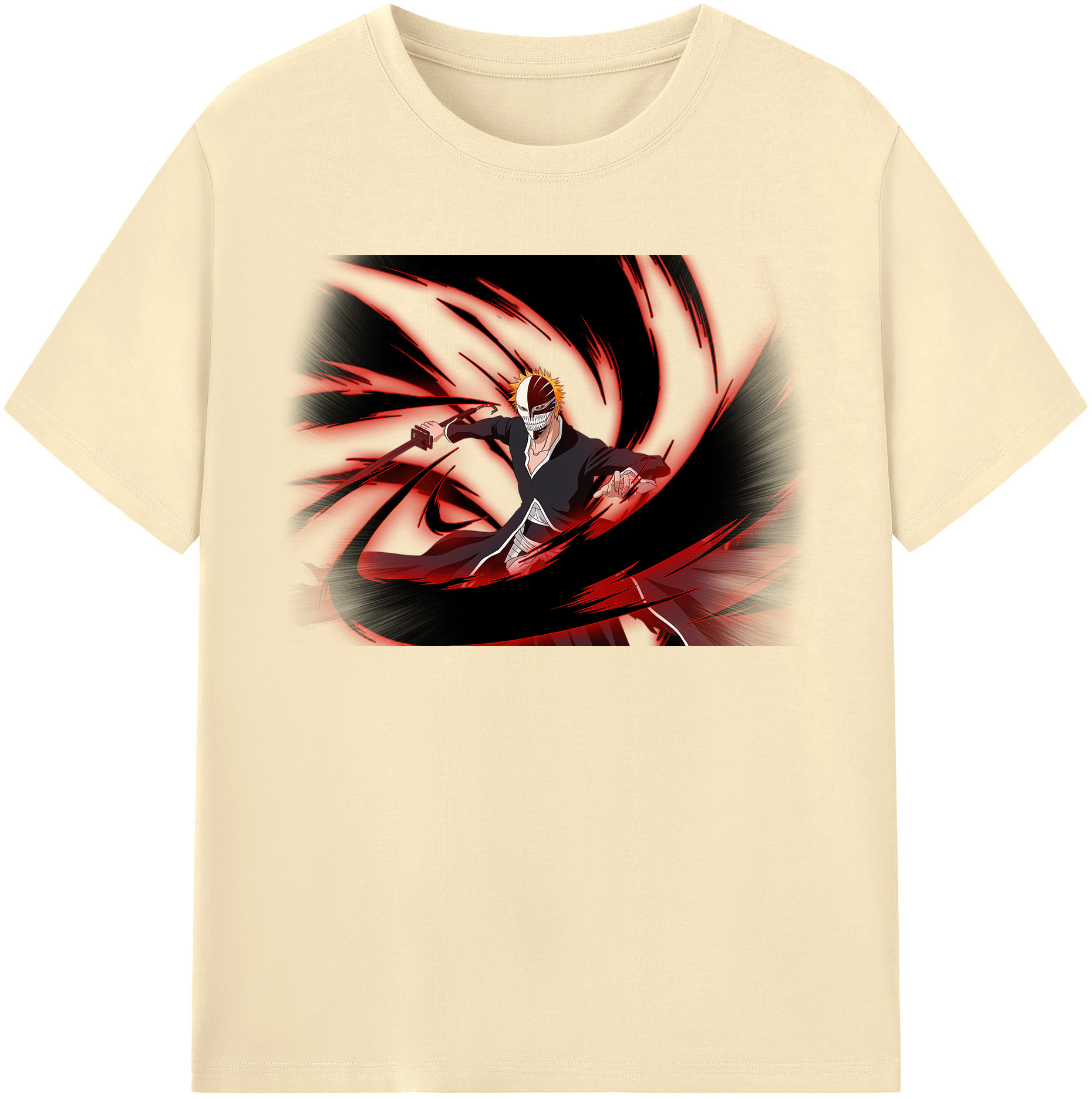（画像用） ブリーチ 黒崎一護（くろさき いちご）BLEACH Kurosaki Ichigo 綿100％半袖Tシャツ（フロントプリント）