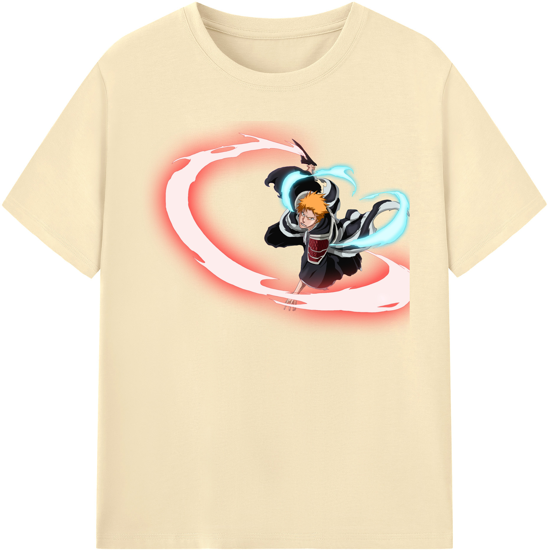（画像用） ブリーチ 黒崎一護（くろさき いちご）BLEACH Kurosaki Ichigo 綿100％半袖Tシャツ（フロントプリント）