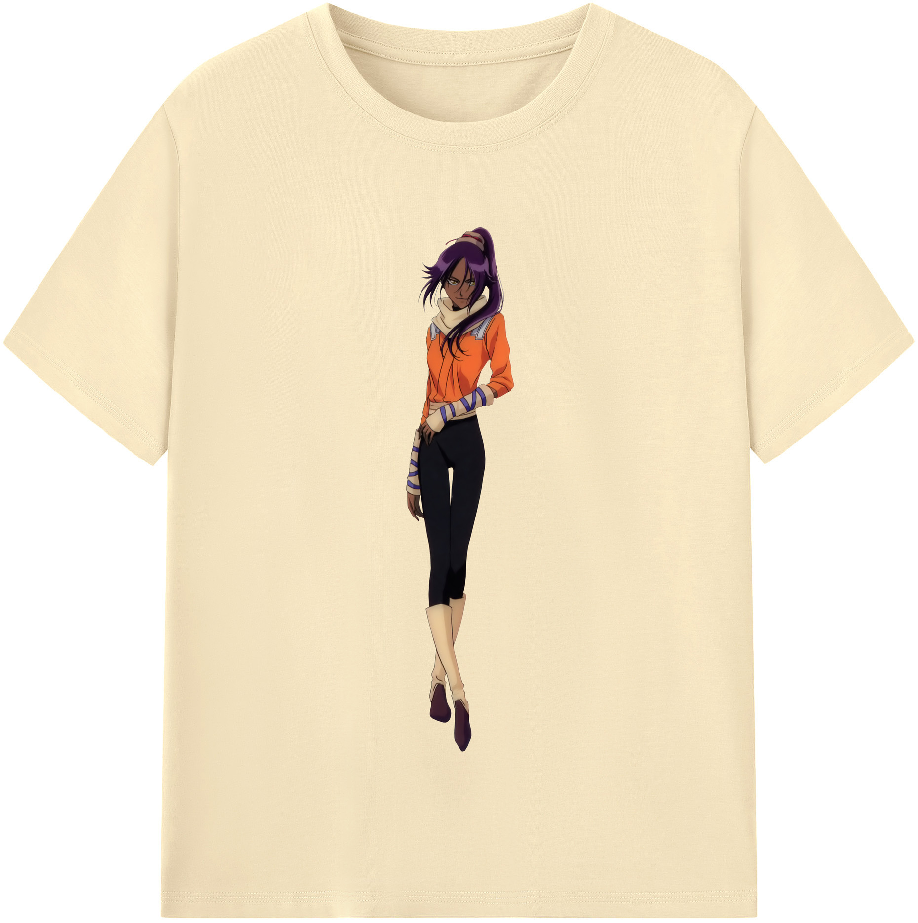 （画像用） ブリーチ 四楓院 夜一（しほういん よるいち） BLEACH Shihouin Yoruichi 綿100％半袖Tシャツ（フロントプリント）