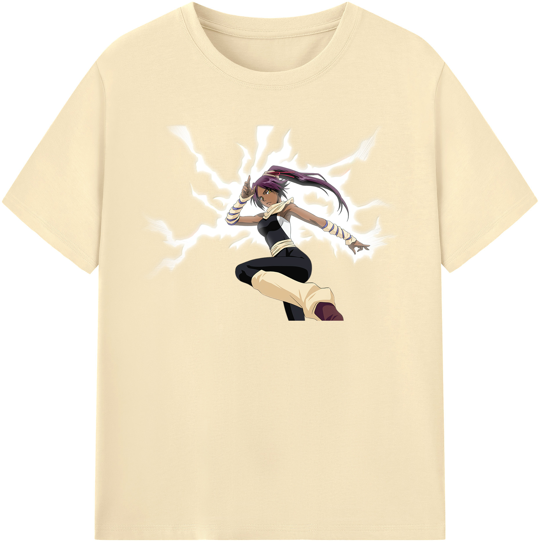 （画像用） ブリーチ 四楓院 夜一（しほういん よるいち） BLEACH Shihouin Yoruichi 綿100％半袖Tシャツ（フロントプリント）