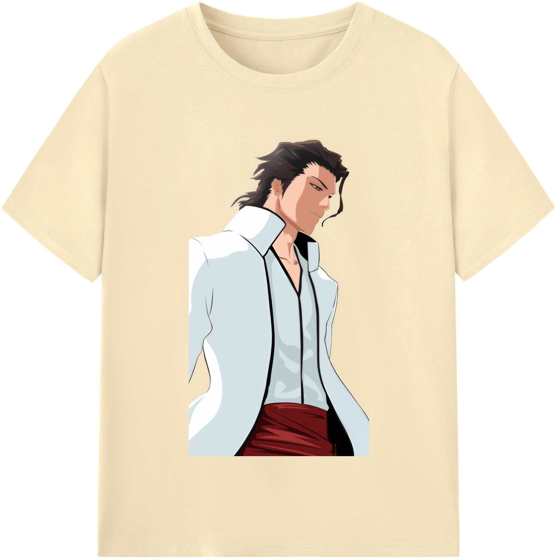 （画像用） ブリーチ 藍染 惣右介（あいぜん そうすけ） BLEACH Aizen Sousuke 綿100％半袖Tシャツ（フロントプリント）