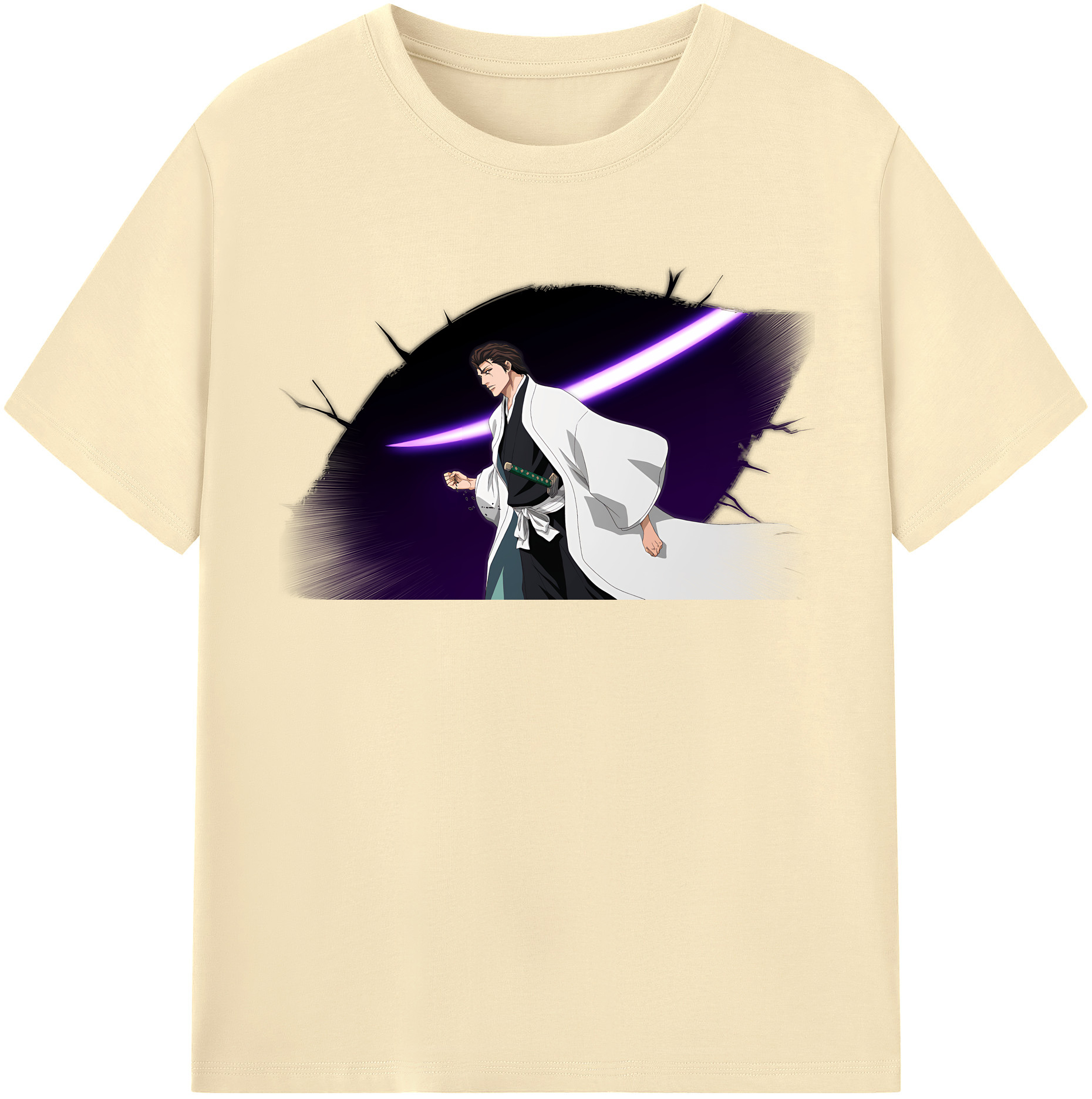 （画像用） ブリーチ 藍染 惣右介（あいぜん そうすけ） BLEACH Aizen Sousuke 綿100％半袖Tシャツ（フロントプリント）