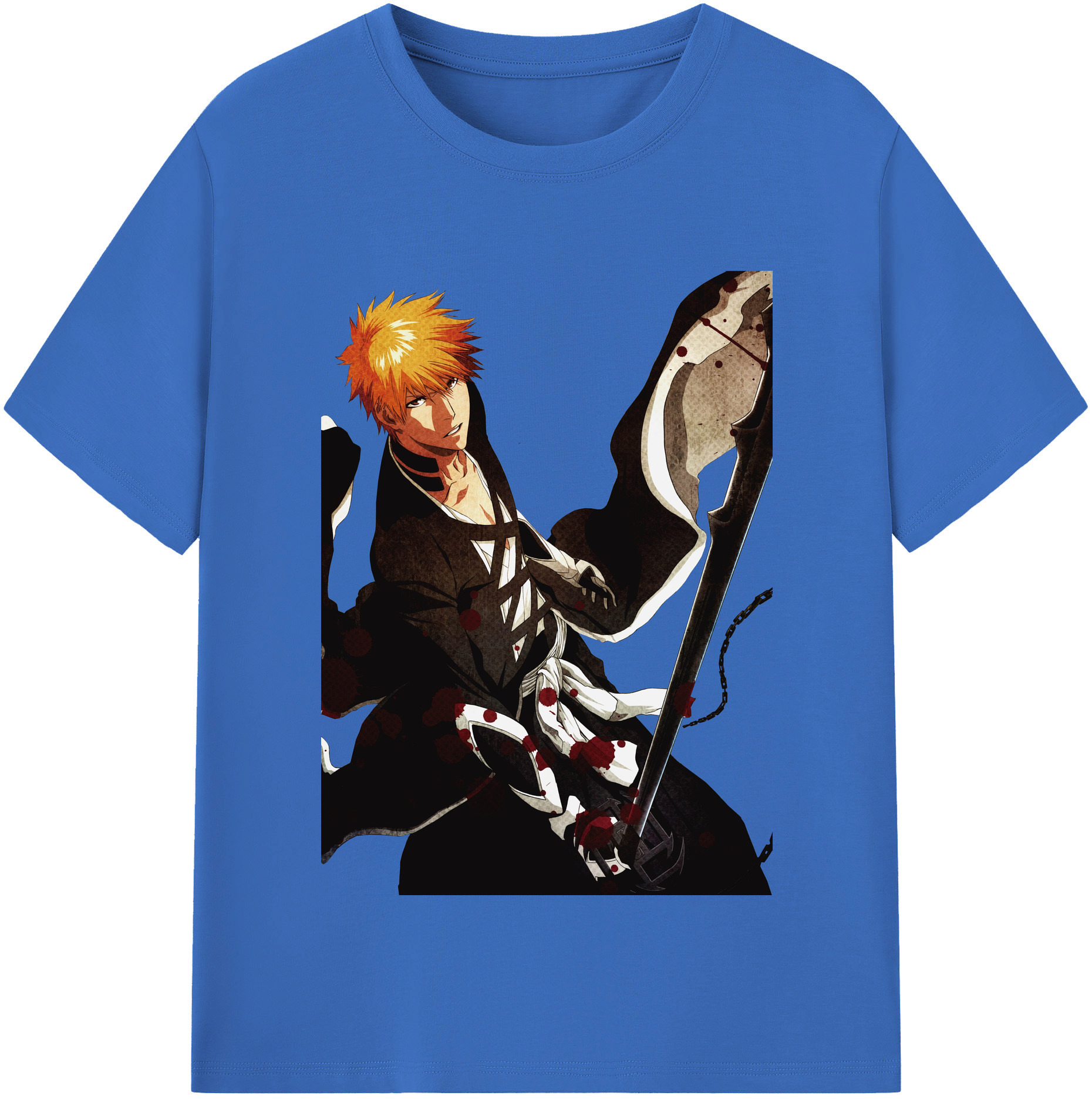 （画像用） ブリーチ 黒崎一護（くろさき いちご）BLEACH Kurosaki Ichigo 綿100％半袖Tシャツ（フロントプリント）