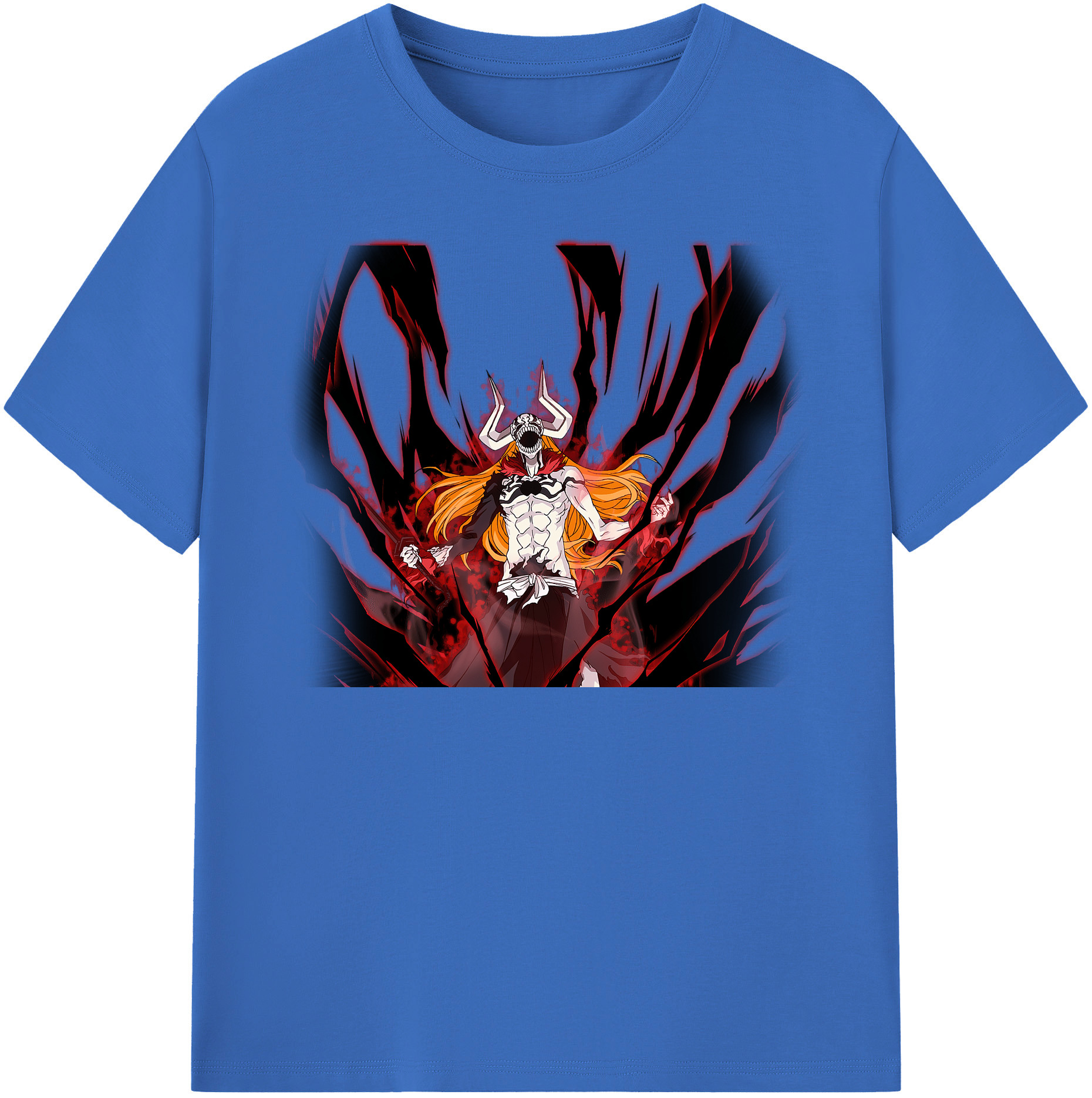 （画像用） ブリーチ 黒崎一護（くろさき いちご）BLEACH Kurosaki Ichigo 綿100％半袖Tシャツ（フロントプリント）