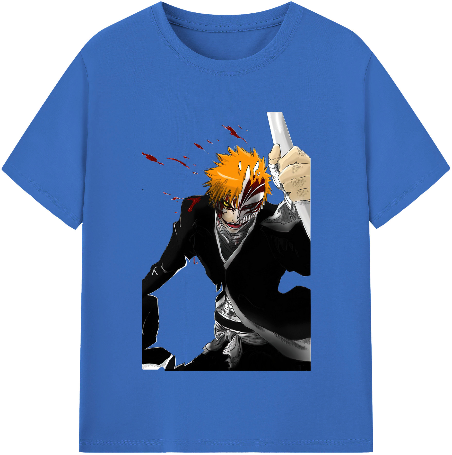 （画像用） ブリーチ 黒崎一護（くろさき いちご）BLEACH Kurosaki Ichigo 綿100％半袖Tシャツ（フロントプリント）