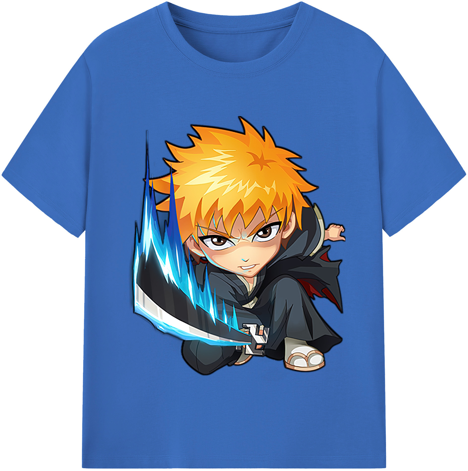 （画像用） ブリーチ 黒崎一護（くろさき いちご）BLEACH Kurosaki Ichigo 綿100％半袖Tシャツ（フロントプリント）