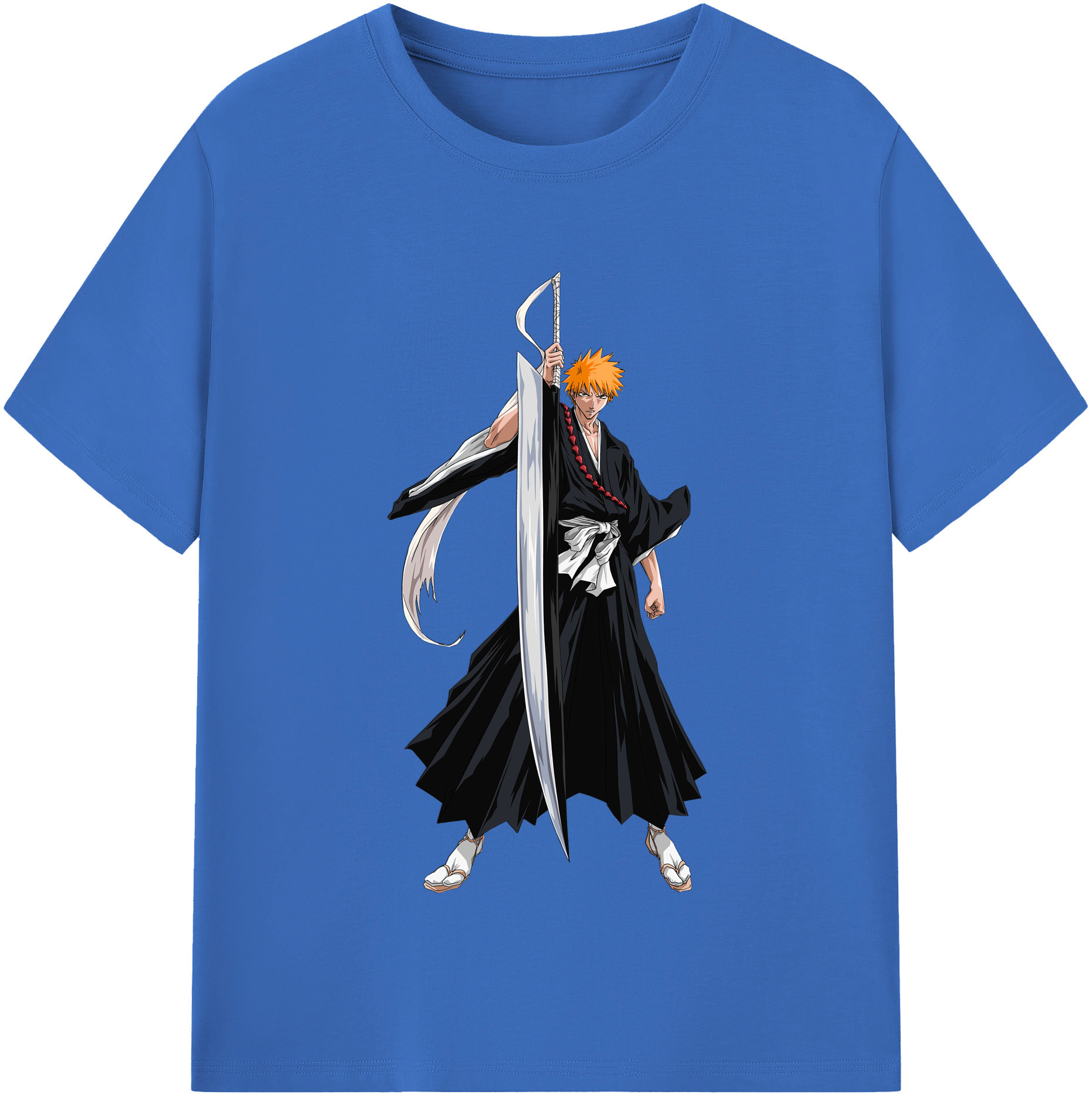 （画像用） ブリーチ 黒崎一護（くろさき いちご）BLEACH Kurosaki Ichigo 綿100％半袖Tシャツ（フロントプリント）