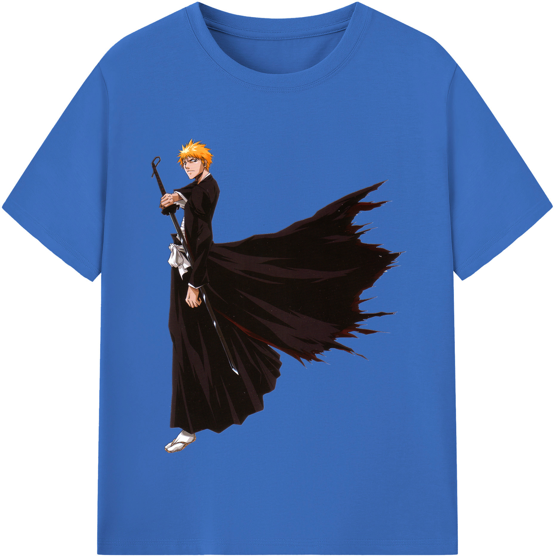 （画像用） ブリーチ 黒崎一護（くろさき いちご）BLEACH Kurosaki Ichigo 綿100％半袖Tシャツ（フロントプリント）