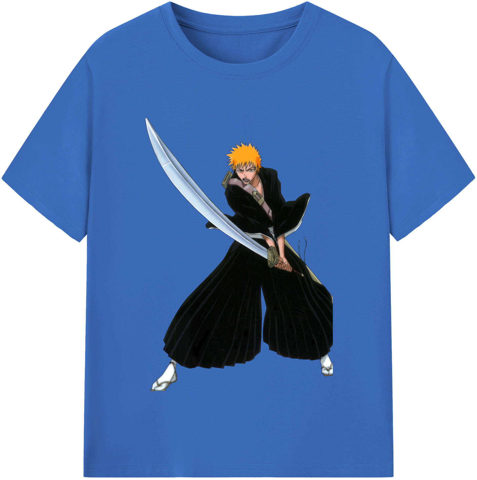 （画像用） ブリーチ 黒崎一護（くろさき いちご）BLEACH Kurosaki Ichigo 綿100％半袖Tシャツ（フロントプリント）