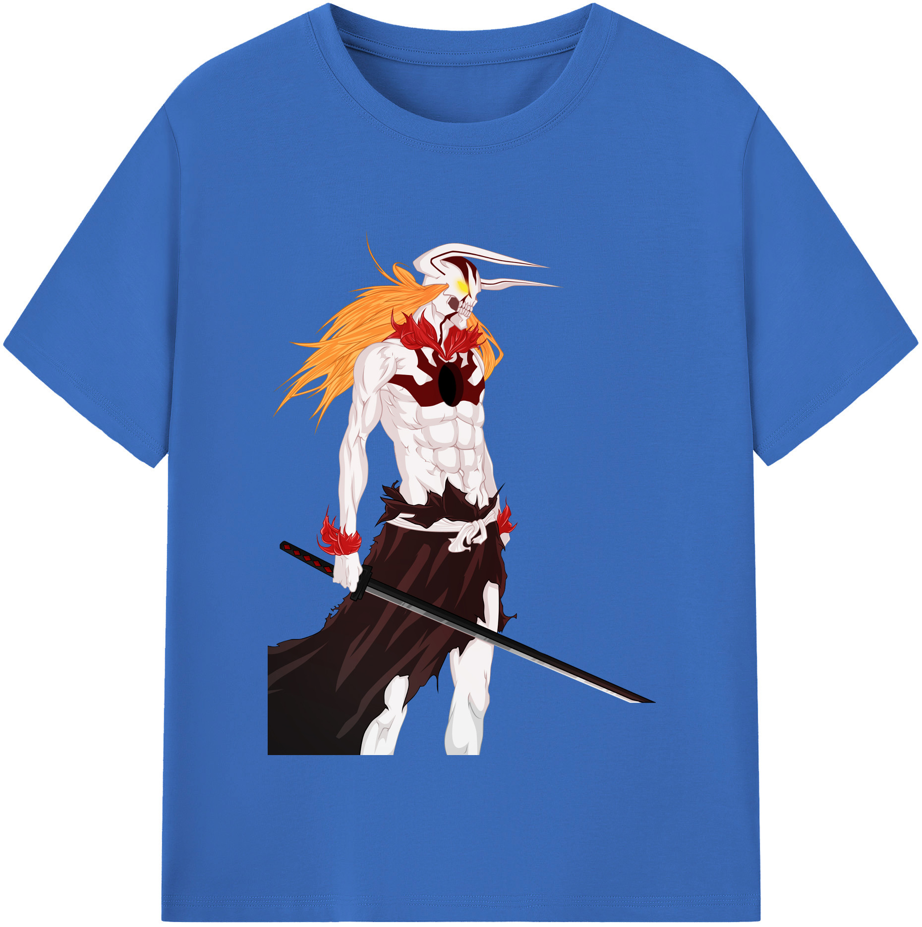（画像用） ブリーチ 黒崎一護（くろさき いちご）BLEACH Kurosaki Ichigo 綿100％半袖Tシャツ（フロントプリント）