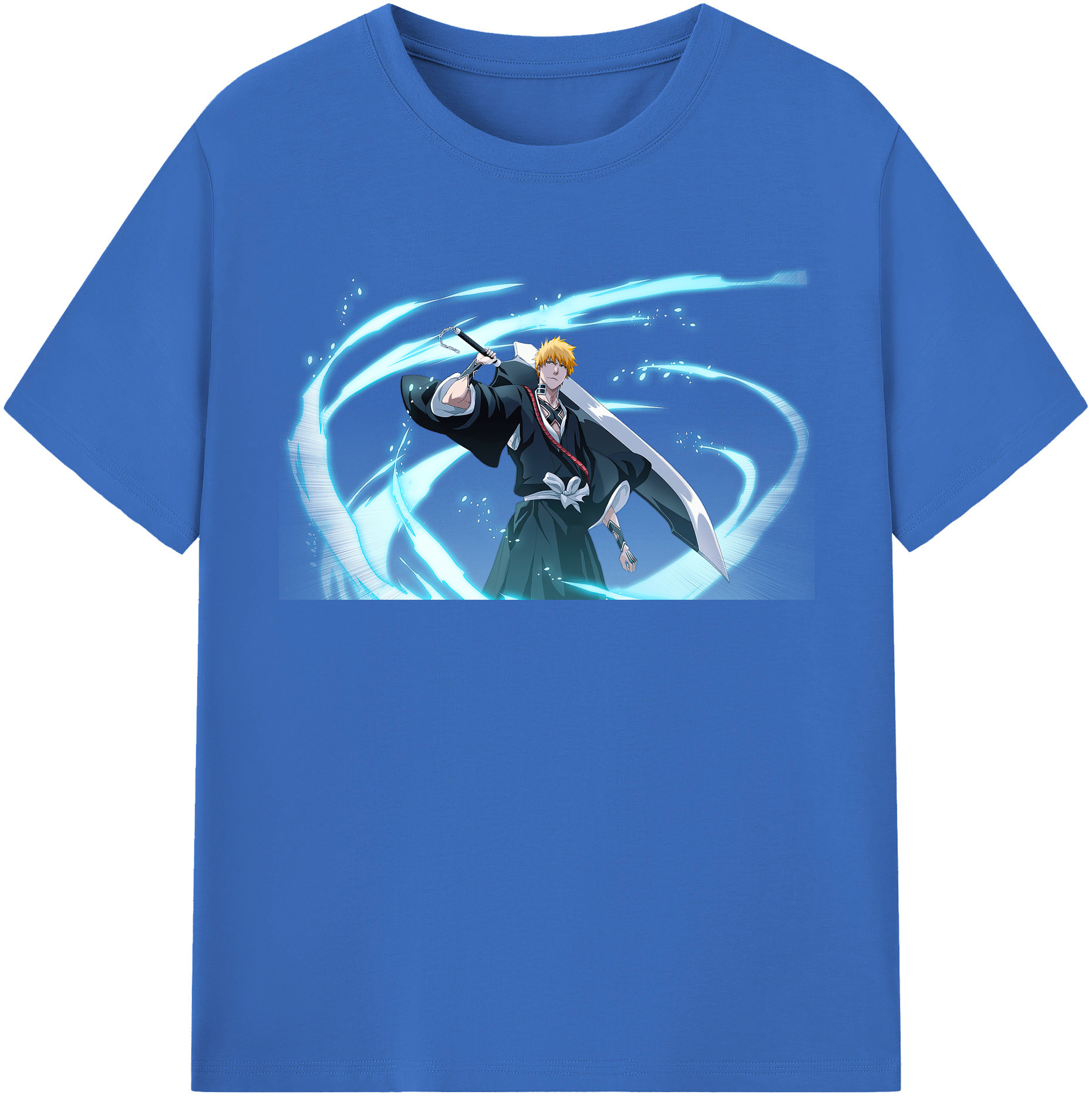 （画像用） ブリーチ 黒崎一護（くろさき いちご）BLEACH Kurosaki Ichigo 綿100％半袖Tシャツ（フロントプリント）