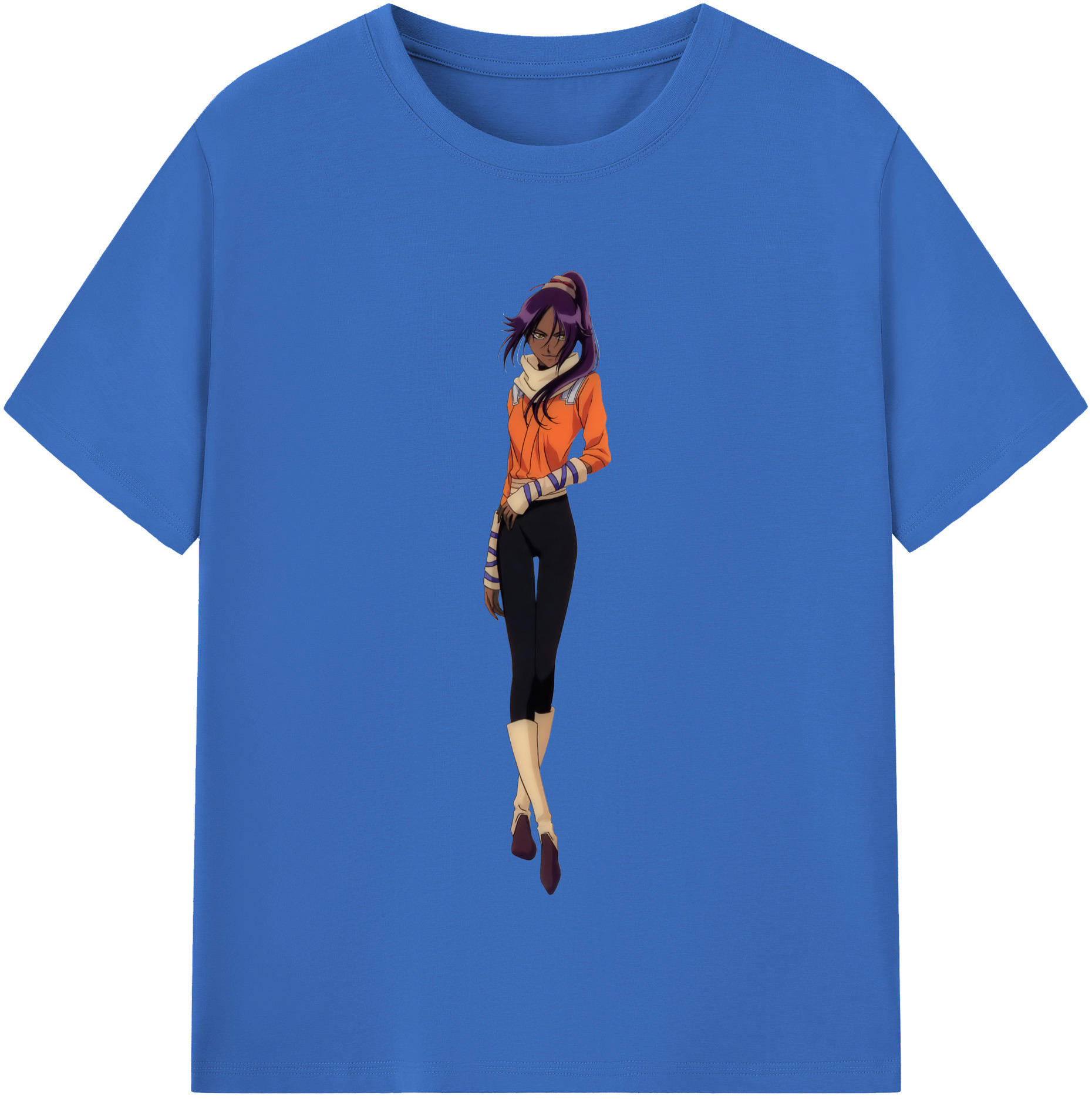 （画像用） ブリーチ 四楓院 夜一（しほういん よるいち） BLEACH Shihouin Yoruichi 綿100％半袖Tシャツ（フロントプリント）