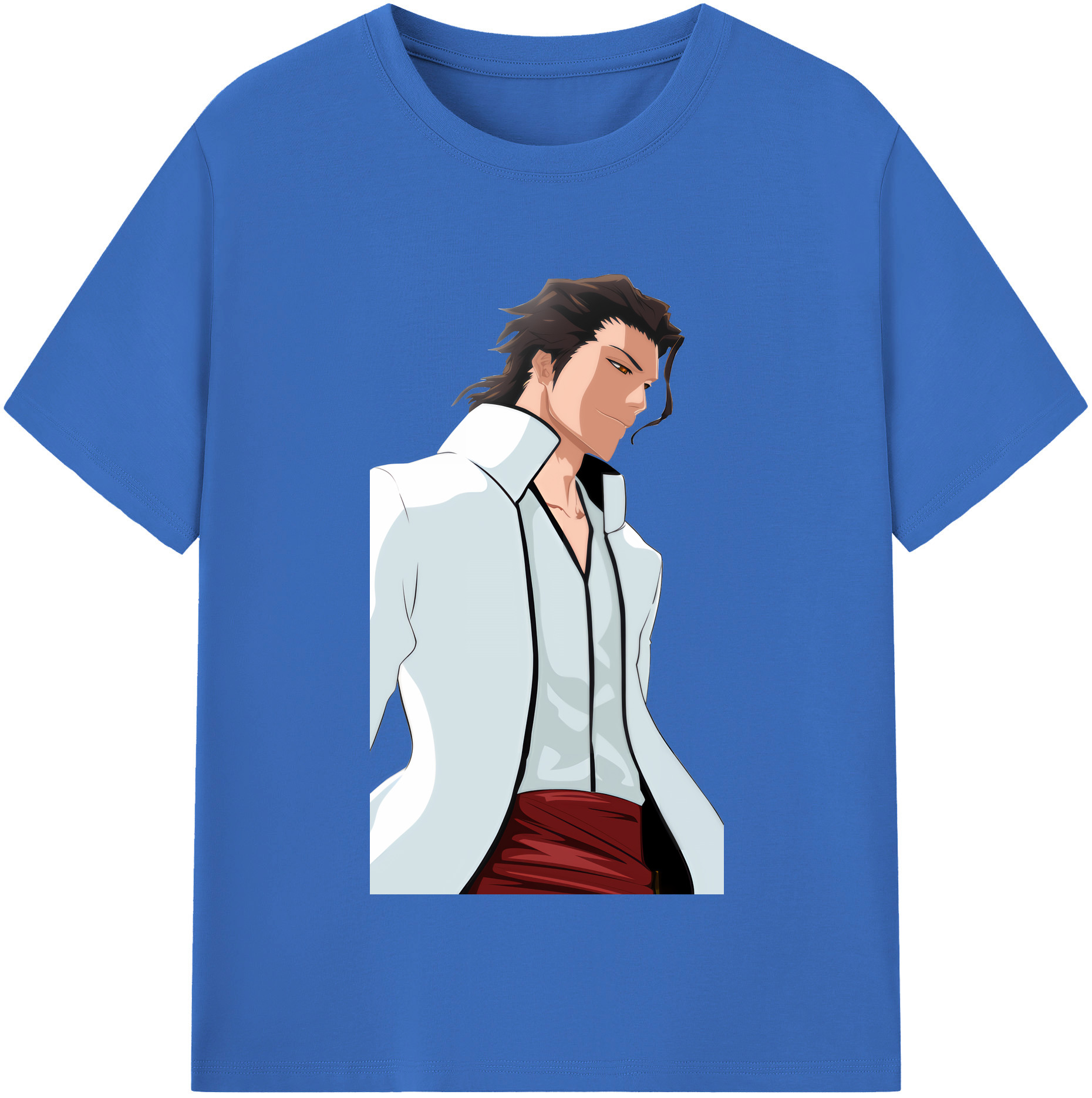 （画像用） ブリーチ 藍染 惣右介（あいぜん そうすけ） BLEACH Aizen Sousuke 綿100％半袖Tシャツ（フロントプリント）