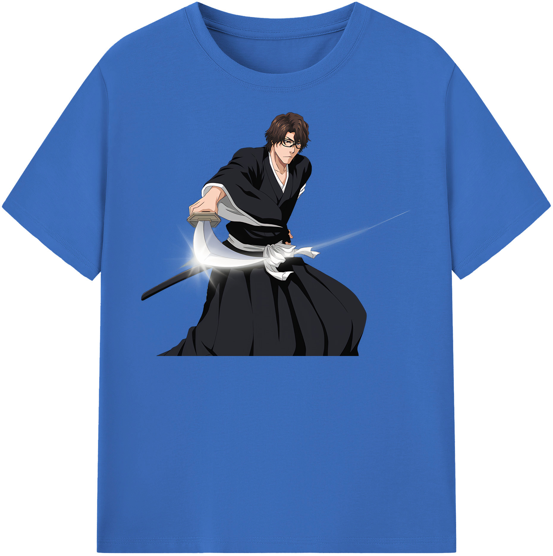 （画像用） ブリーチ 藍染 惣右介（あいぜん そうすけ） BLEACH Aizen Sousuke 綿100％半袖Tシャツ（フロントプリント）