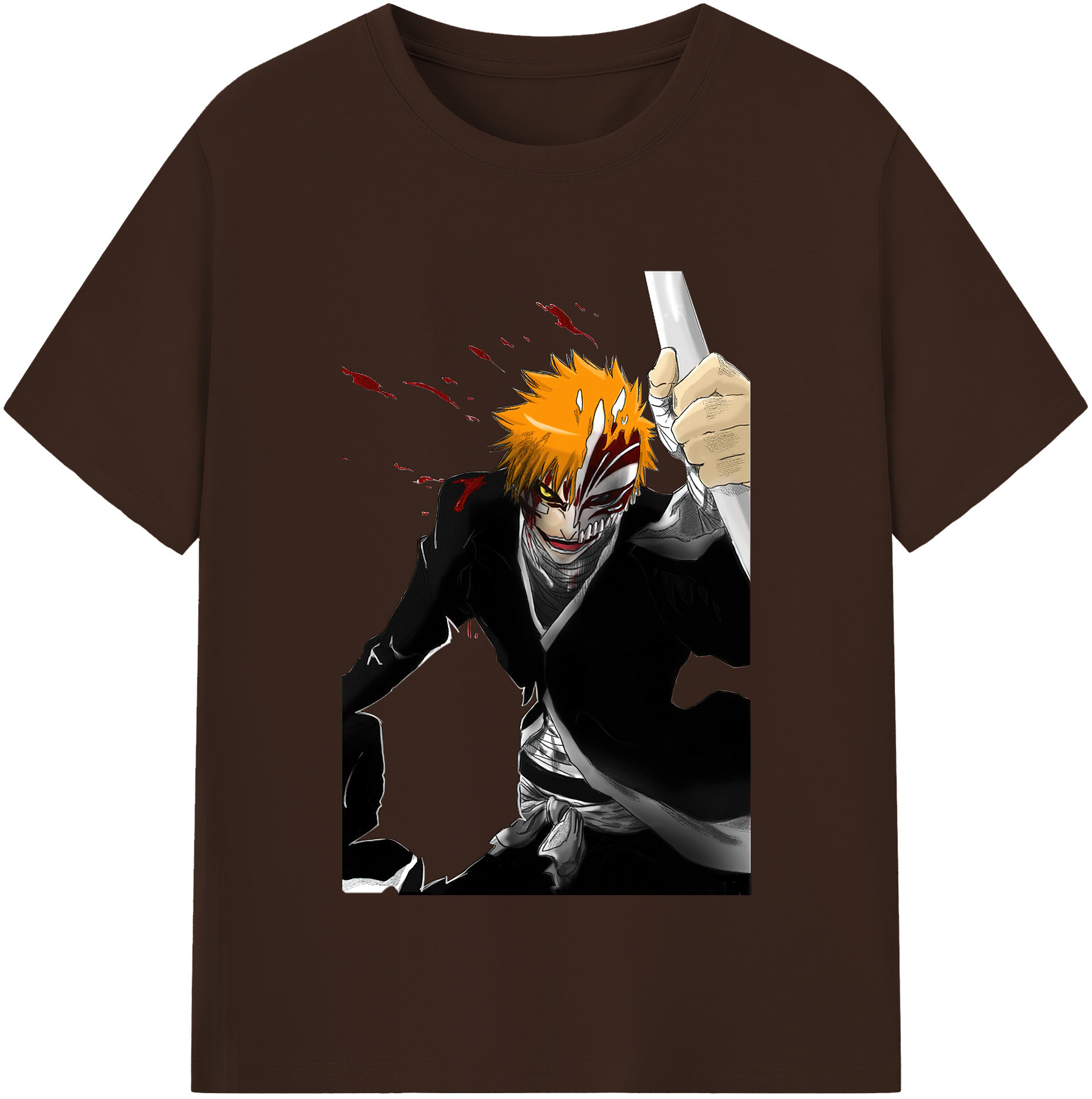 （画像用） ブリーチ 黒崎一護（くろさき いちご）BLEACH Kurosaki Ichigo 綿100％半袖Tシャツ（フロントプリント）