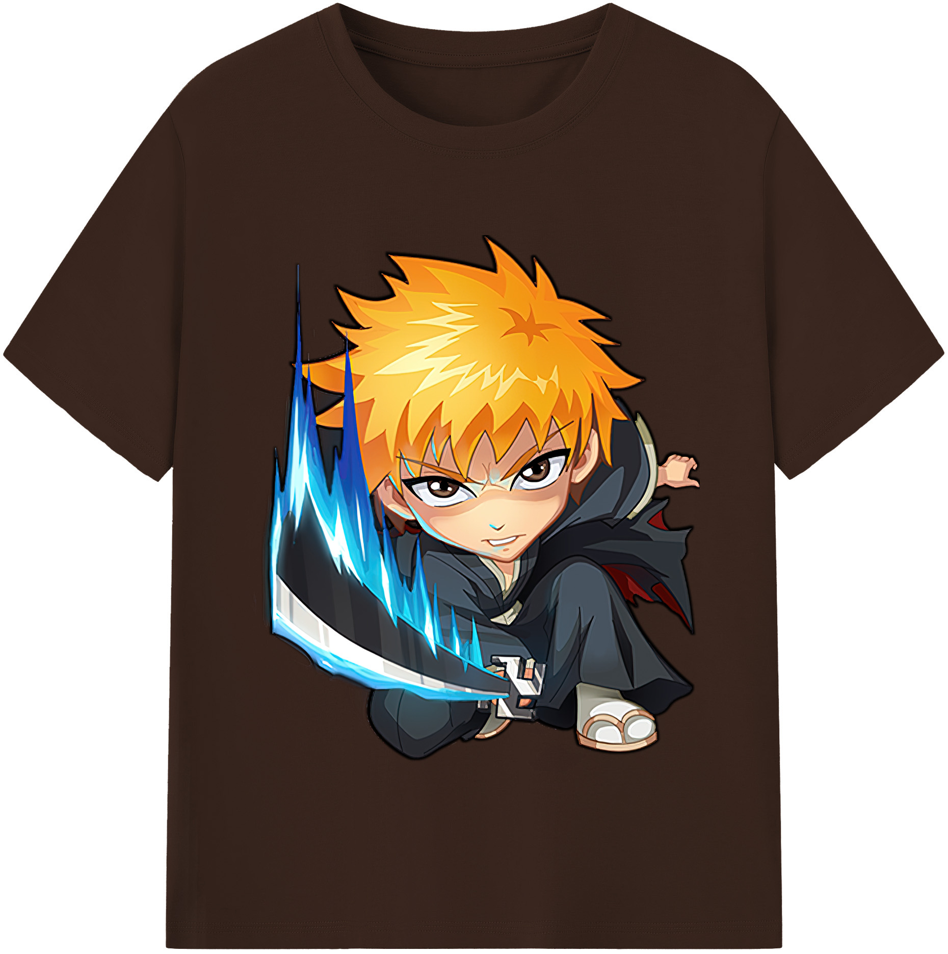 （画像用） ブリーチ 黒崎一護（くろさき いちご）BLEACH Kurosaki Ichigo 綿100％半袖Tシャツ（フロントプリント）