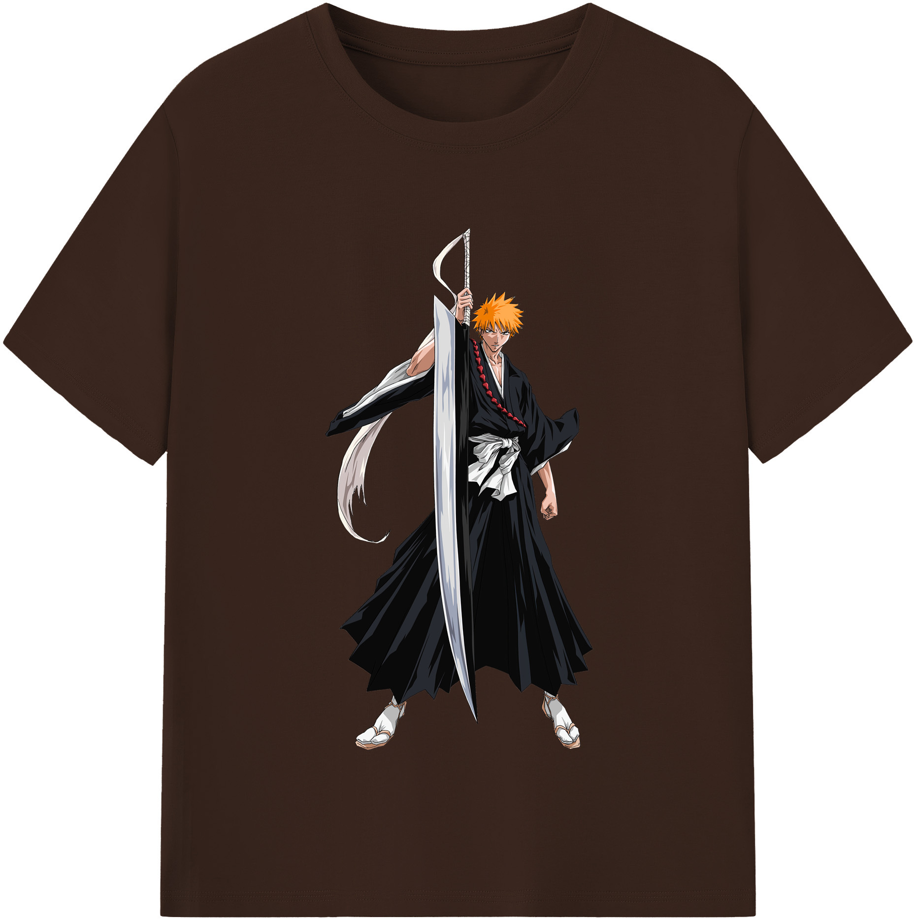 （画像用） ブリーチ 黒崎一護（くろさき いちご）BLEACH Kurosaki Ichigo 綿100％半袖Tシャツ（フロントプリント）