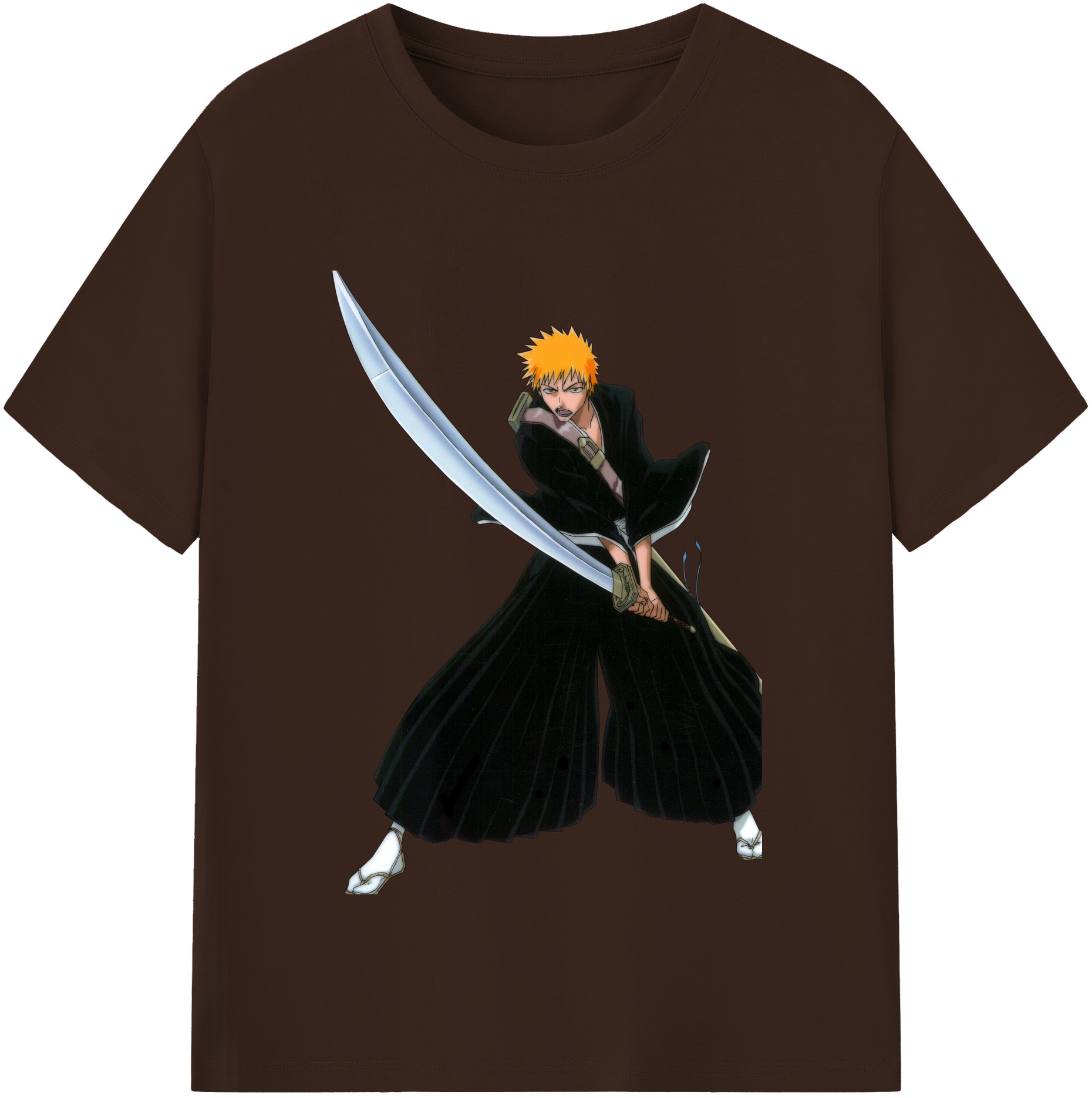 （画像用） ブリーチ 黒崎一護（くろさき いちご）BLEACH Kurosaki Ichigo 綿100％半袖Tシャツ（フロントプリント）