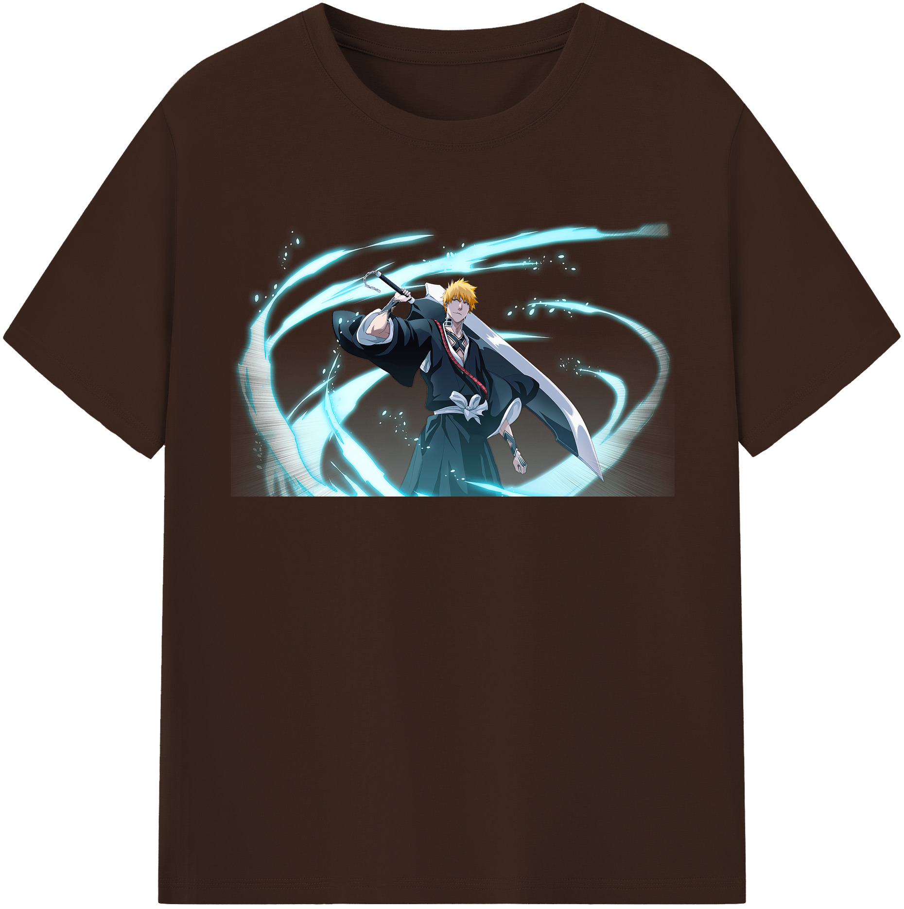 （画像用） ブリーチ 黒崎一護（くろさき いちご）BLEACH Kurosaki Ichigo 綿100％半袖Tシャツ（フロントプリント）