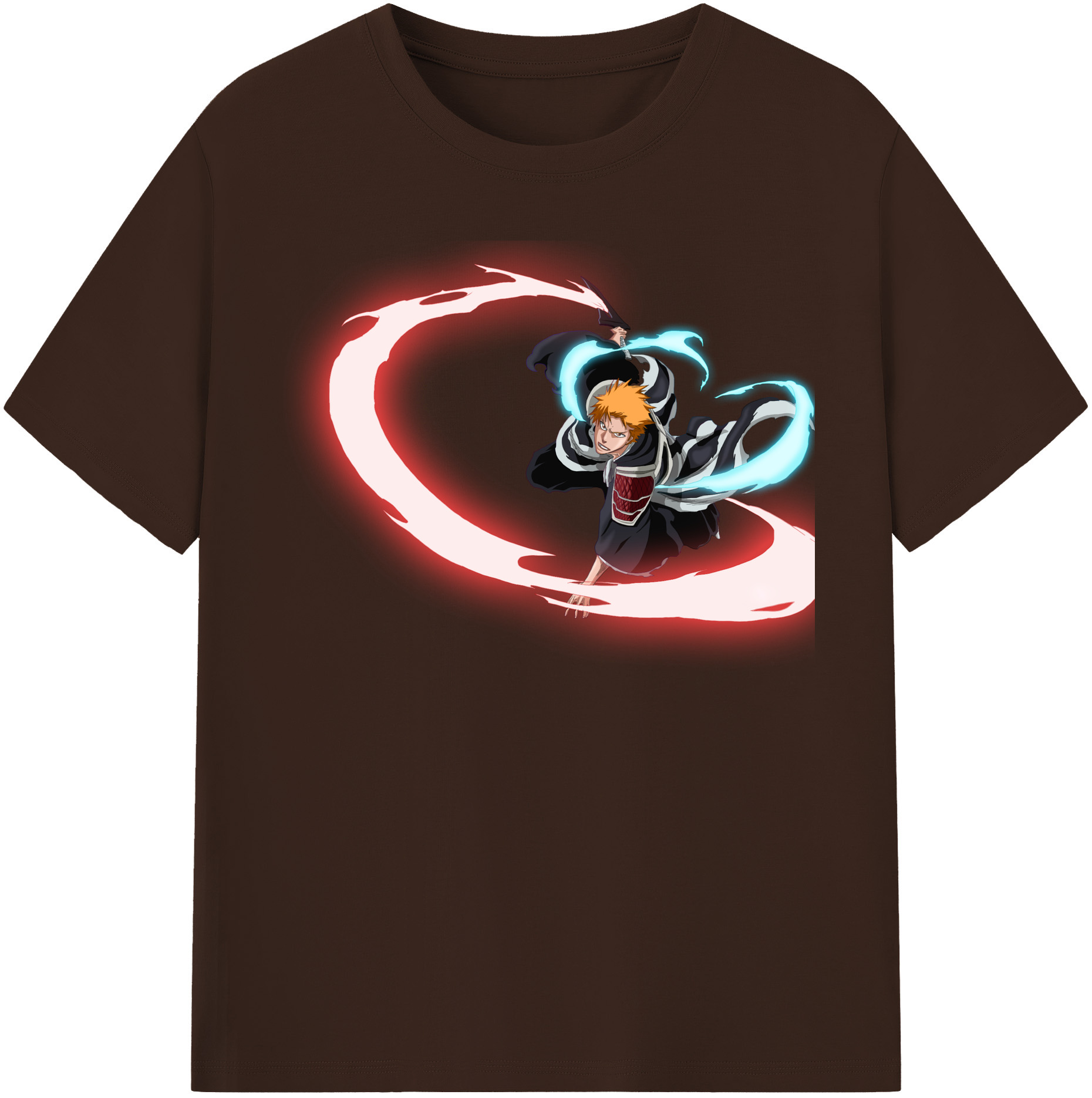 （画像用） ブリーチ 黒崎一護（くろさき いちご）BLEACH Kurosaki Ichigo 綿100％半袖Tシャツ（フロントプリント）