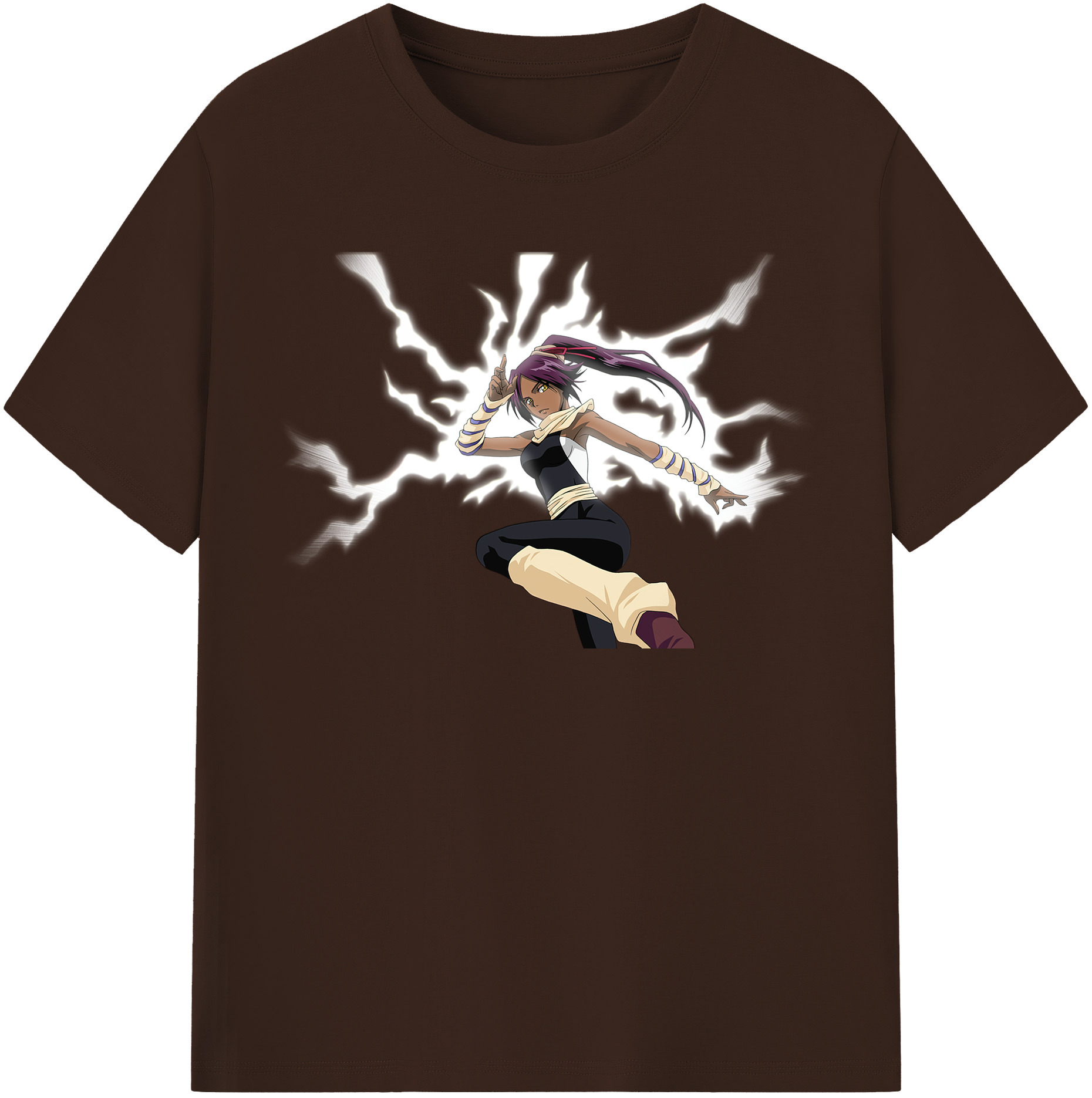 （画像用） ブリーチ 四楓院 夜一（しほういん よるいち） BLEACH Shihouin Yoruichi 綿100％半袖Tシャツ（フロントプリント）