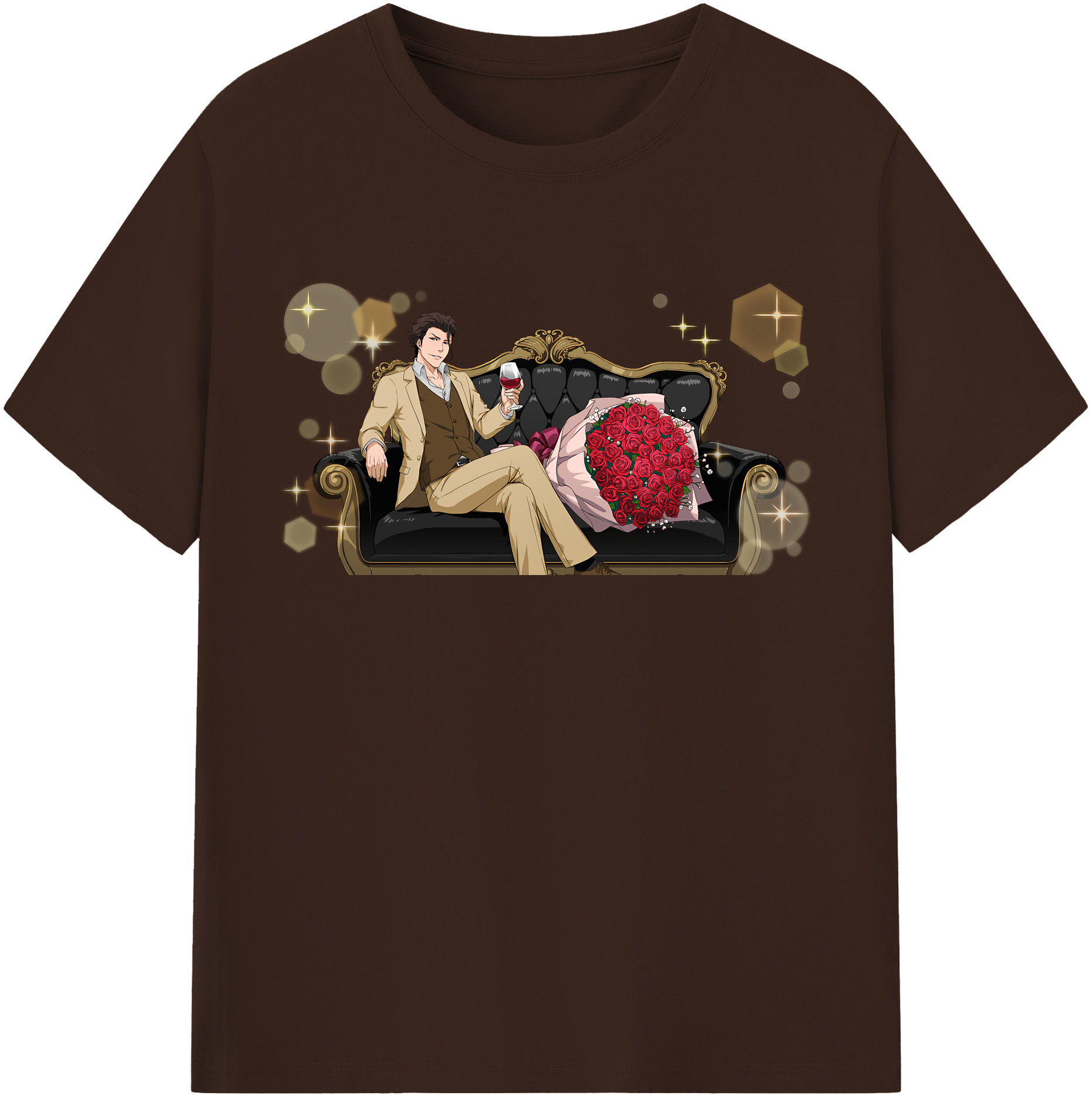 （画像用） ブリーチ 藍染 惣右介（あいぜん そうすけ） BLEACH Aizen Sousuke 綿100％半袖Tシャツ（フロントプリント）