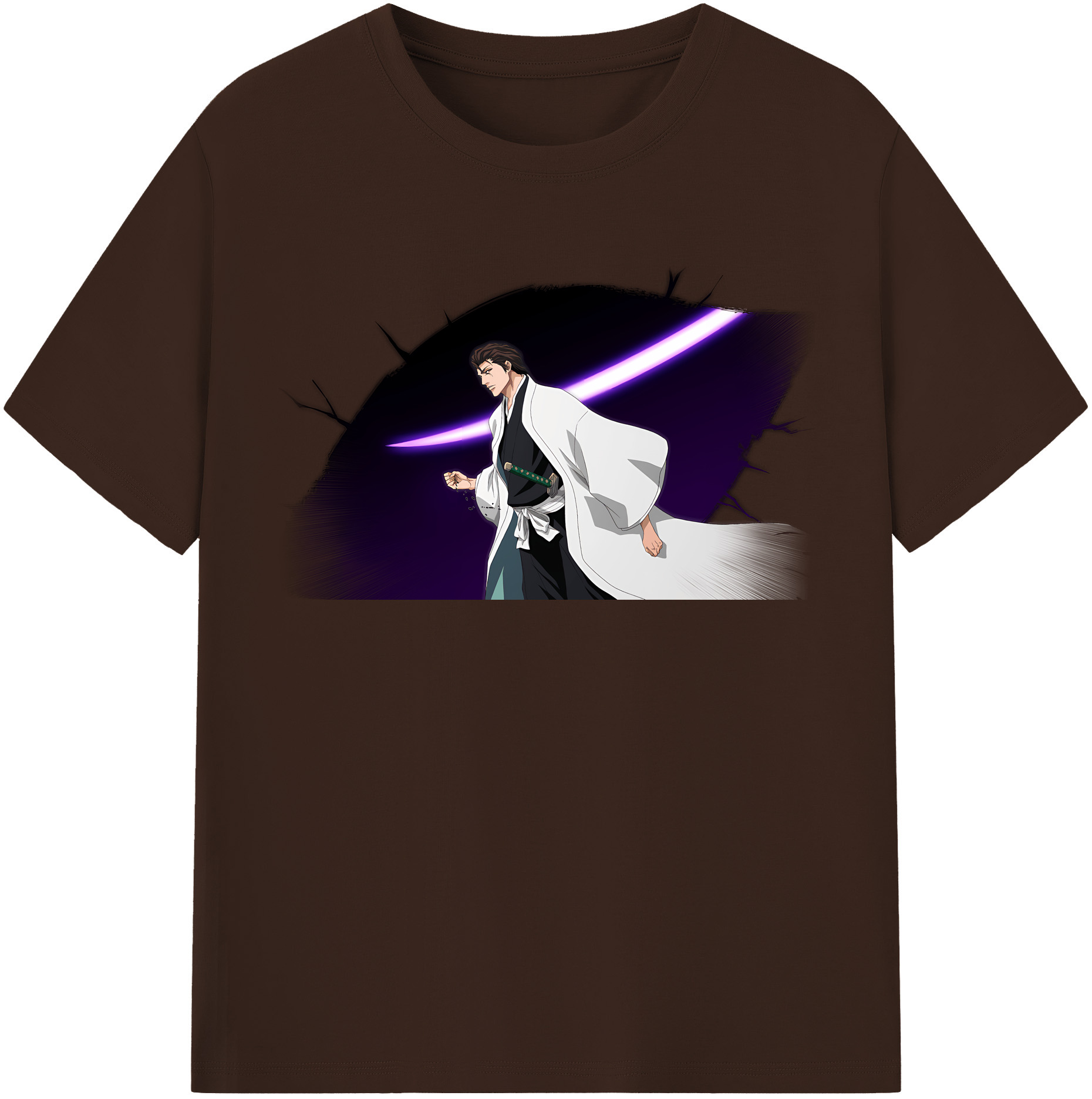 （画像用） ブリーチ 藍染 惣右介（あいぜん そうすけ） BLEACH Aizen Sousuke 綿100％半袖Tシャツ（フロントプリント）
