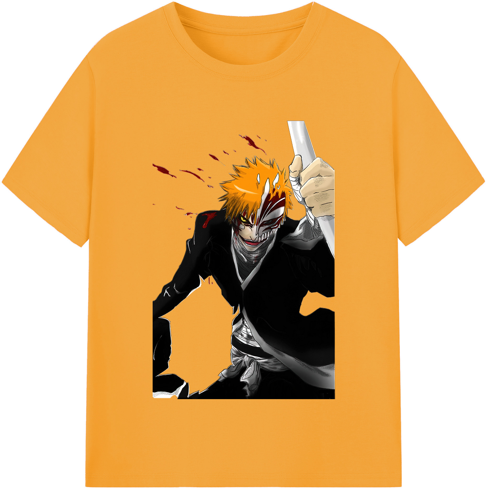 （画像用） ブリーチ 黒崎一護（くろさき いちご）BLEACH Kurosaki Ichigo 綿100％半袖Tシャツ（フロントプリント）