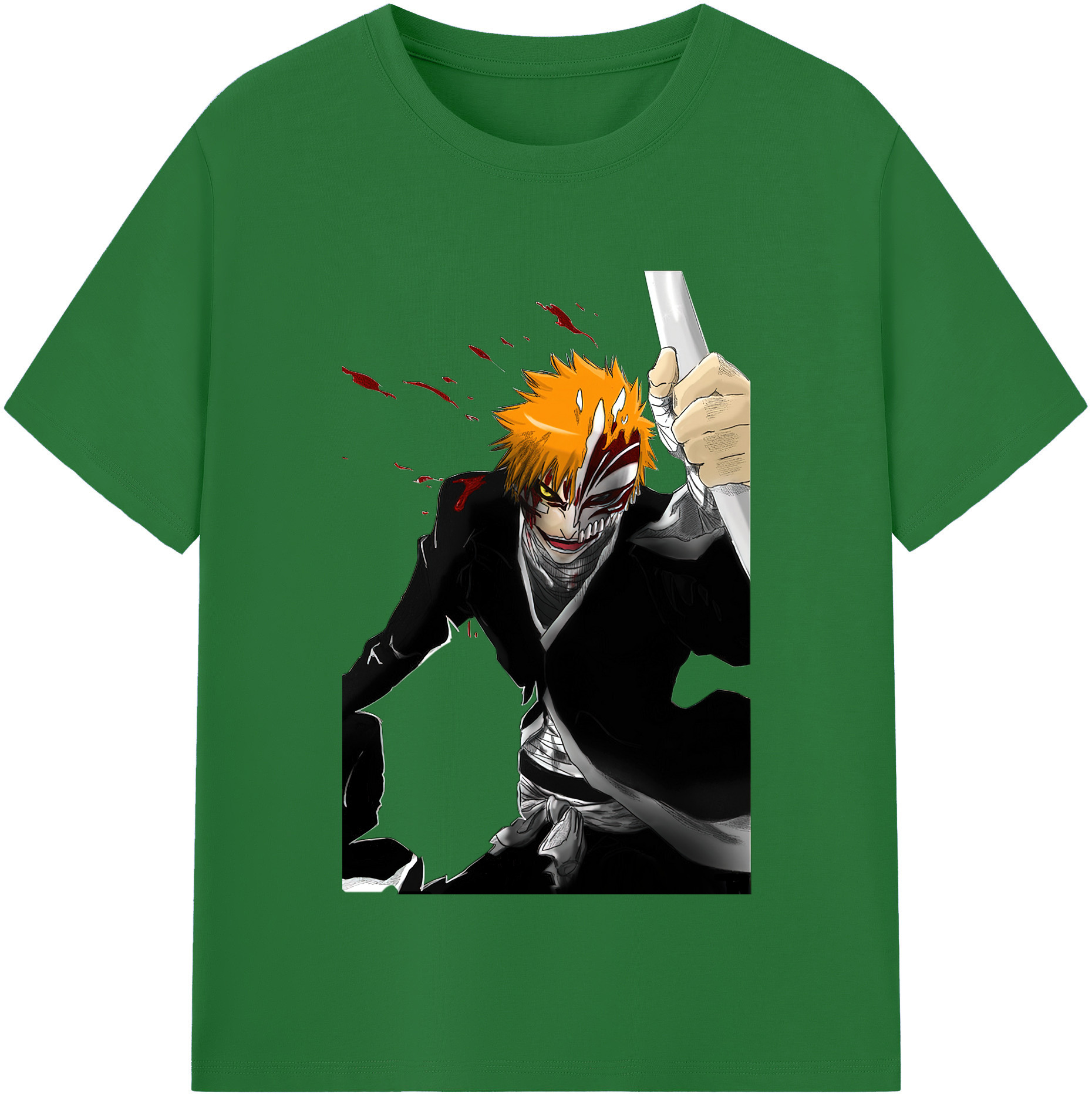 （画像用） ブリーチ 黒崎一護（くろさき いちご）BLEACH Kurosaki Ichigo 綿100％半袖Tシャツ（フロントプリント）