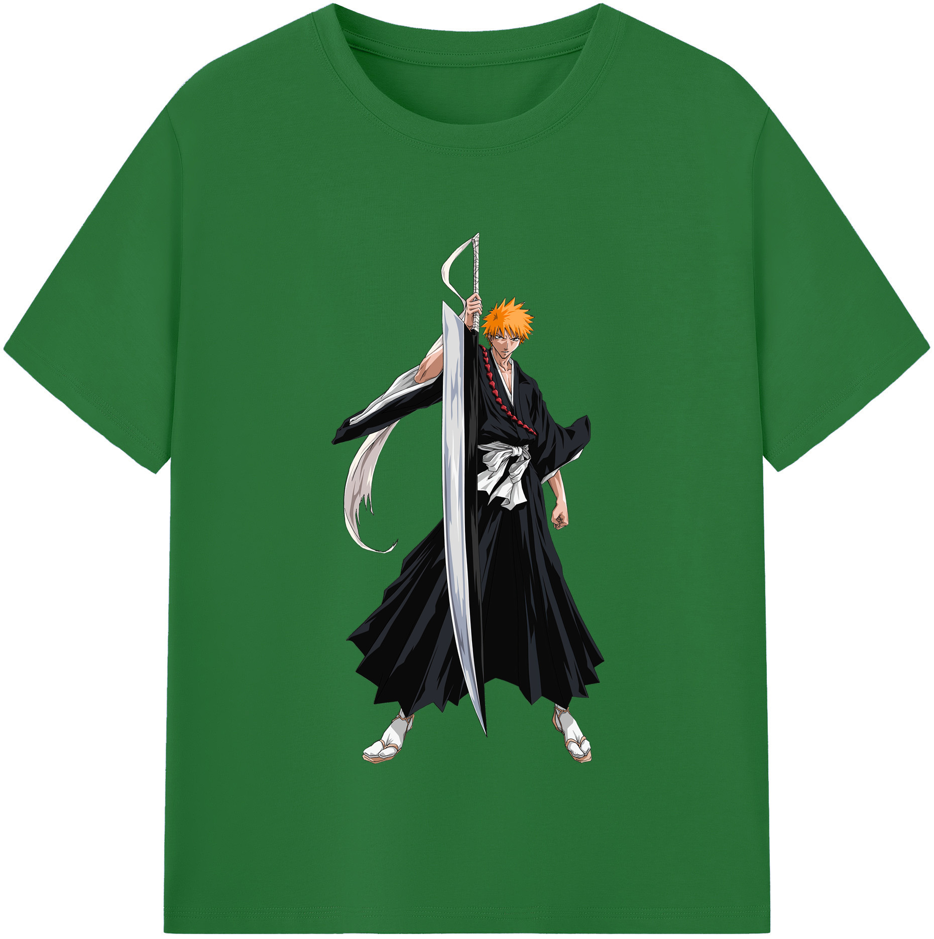 （画像用） ブリーチ 黒崎一護（くろさき いちご）BLEACH Kurosaki Ichigo 綿100％半袖Tシャツ（フロントプリント）