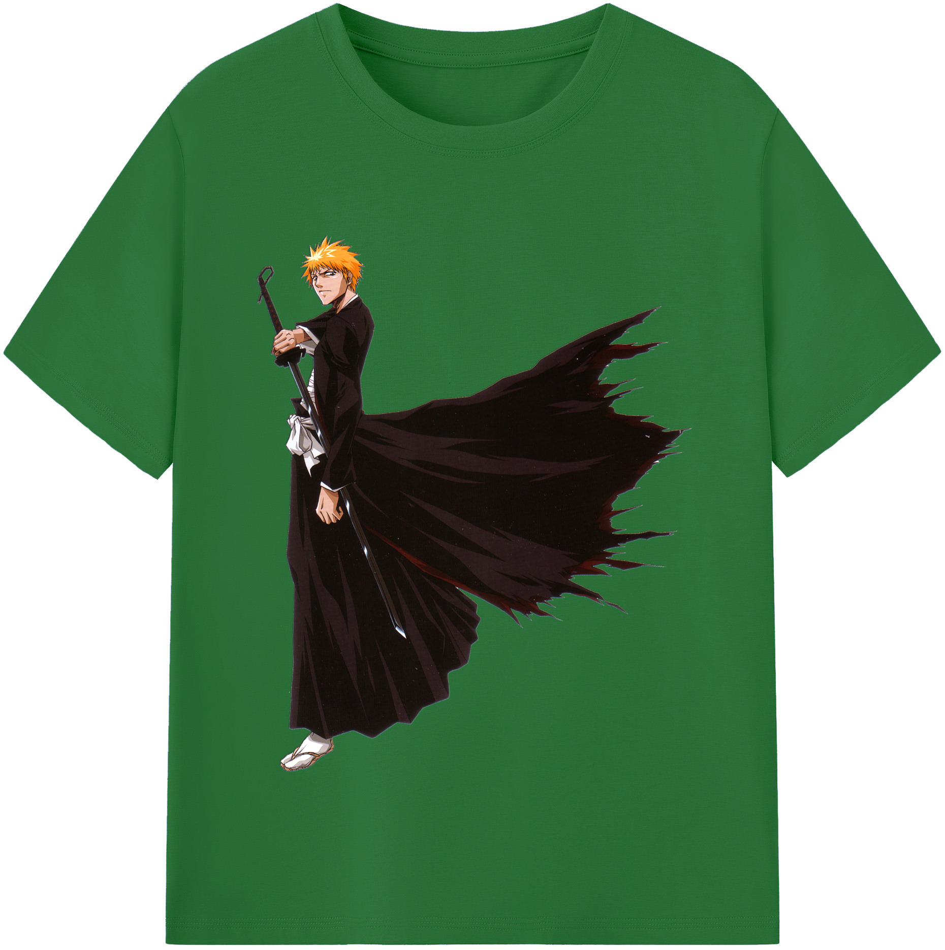 （画像用） ブリーチ 黒崎一護（くろさき いちご）BLEACH Kurosaki Ichigo 綿100％半袖Tシャツ（フロントプリント）