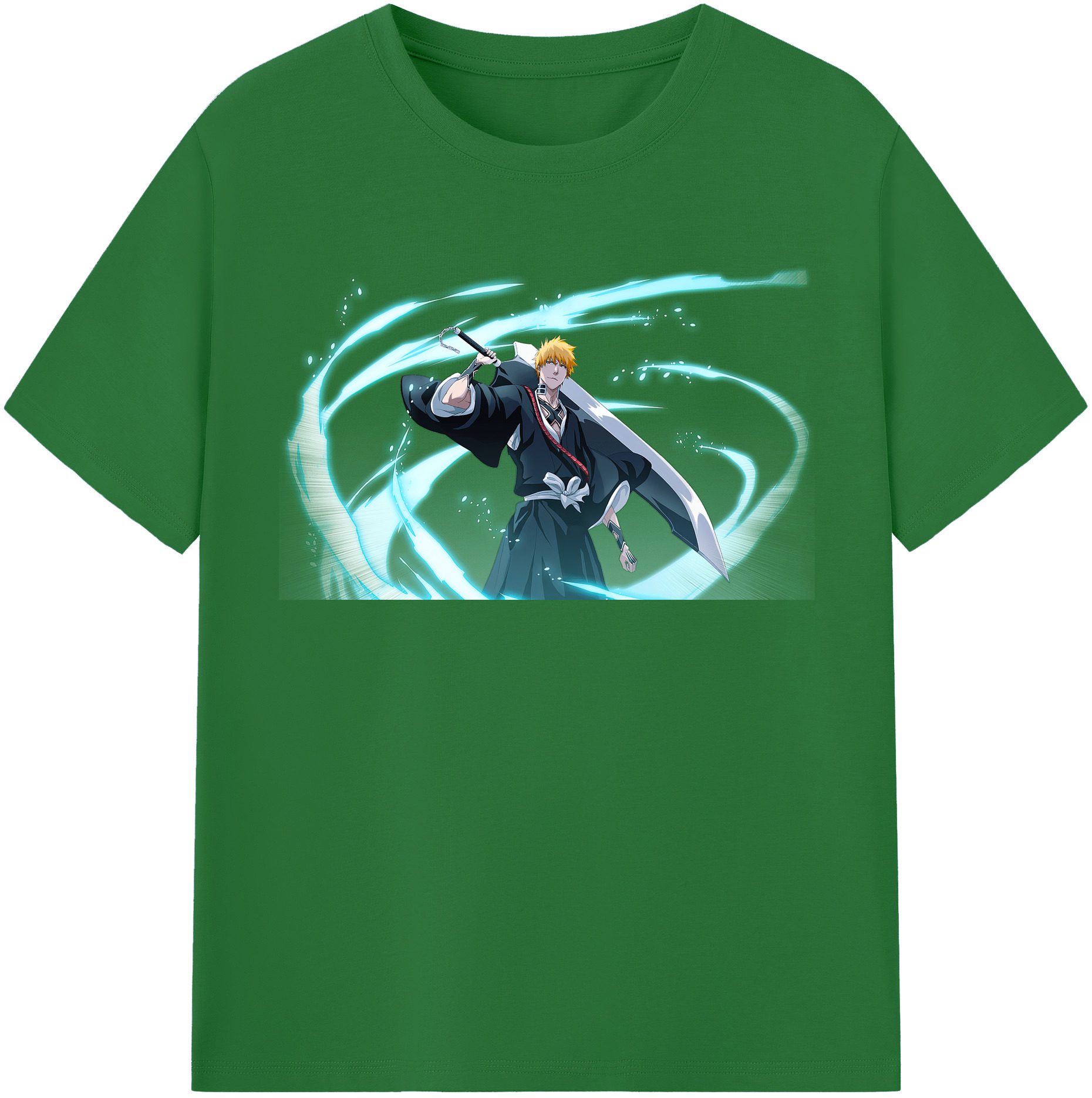 （画像用） ブリーチ 黒崎一護（くろさき いちご）BLEACH Kurosaki Ichigo 綿100％半袖Tシャツ（フロントプリント）