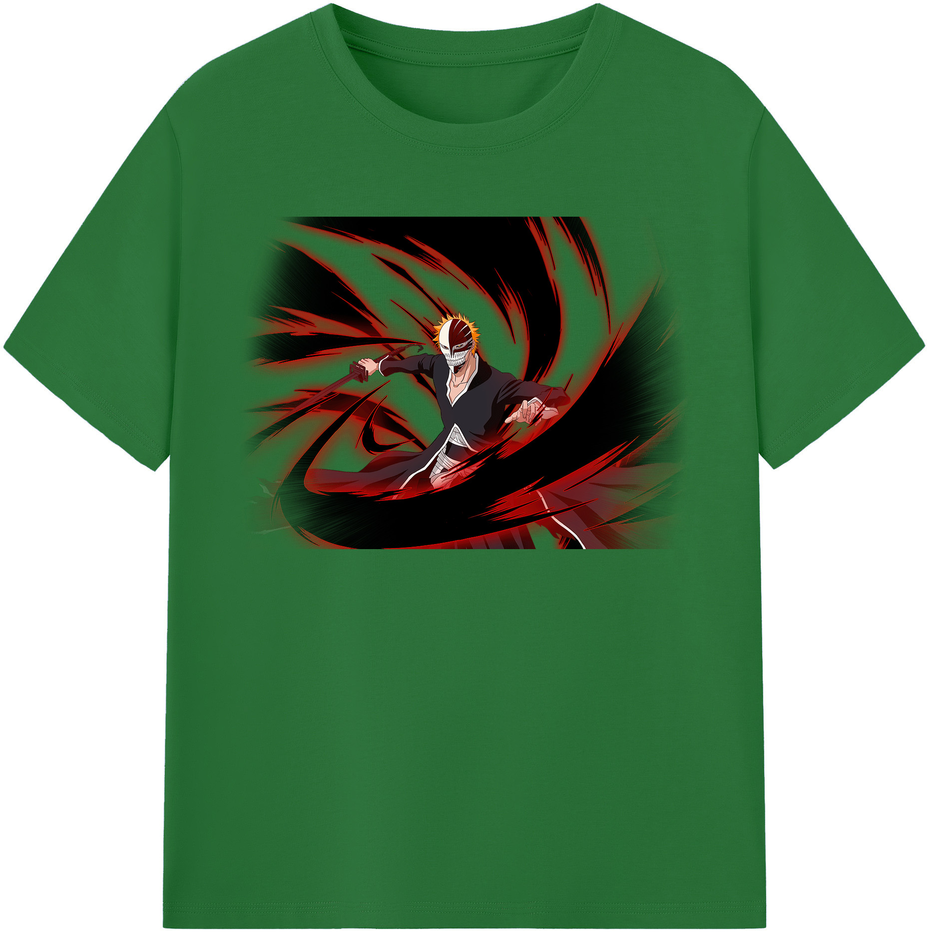 （画像用） ブリーチ 黒崎一護（くろさき いちご）BLEACH Kurosaki Ichigo 綿100％半袖Tシャツ（フロントプリント）