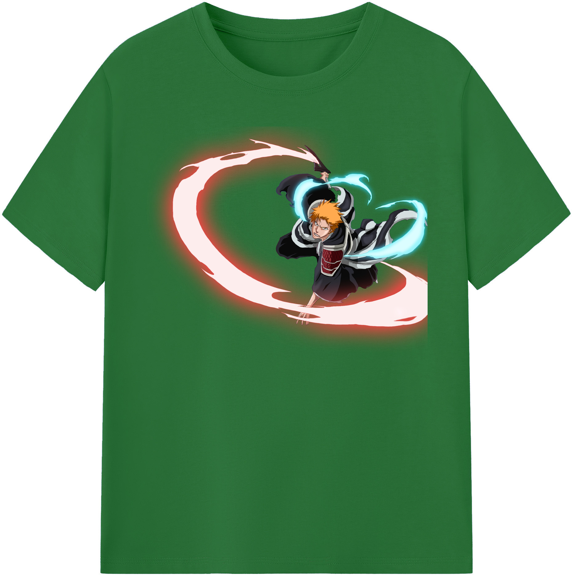 （画像用） ブリーチ 黒崎一護（くろさき いちご）BLEACH Kurosaki Ichigo 綿100％半袖Tシャツ（フロントプリント）