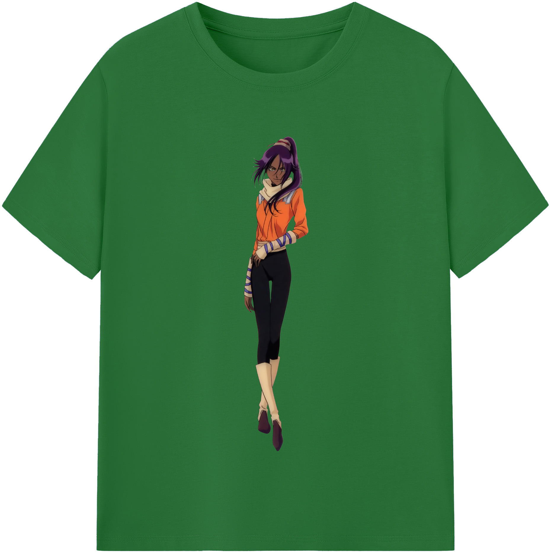 （画像用） ブリーチ 四楓院 夜一（しほういん よるいち） BLEACH Shihouin Yoruichi 綿100％半袖Tシャツ（フロントプリント）
