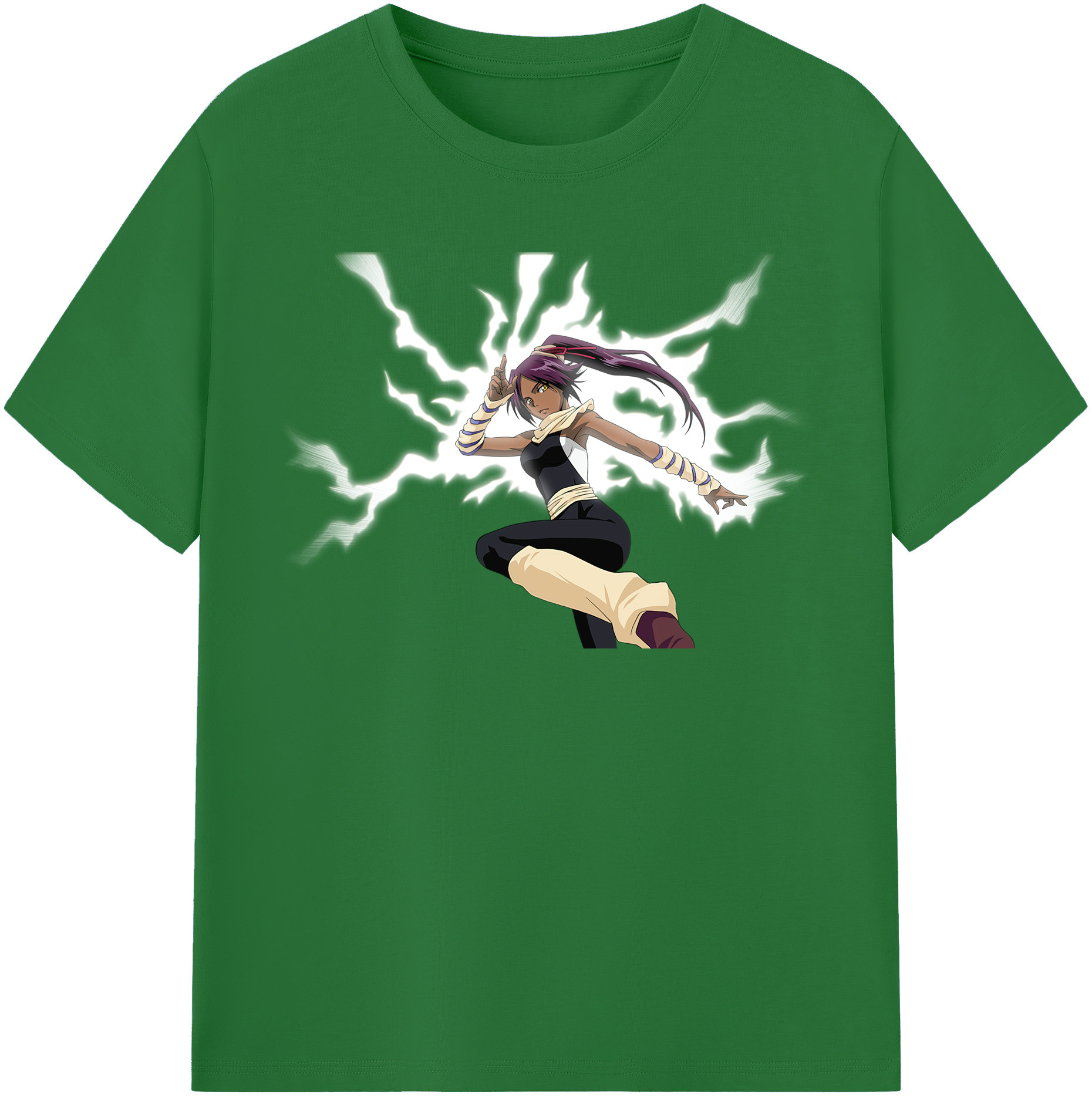 （画像用） ブリーチ 四楓院 夜一（しほういん よるいち） BLEACH Shihouin Yoruichi 綿100％半袖Tシャツ（フロントプリント）