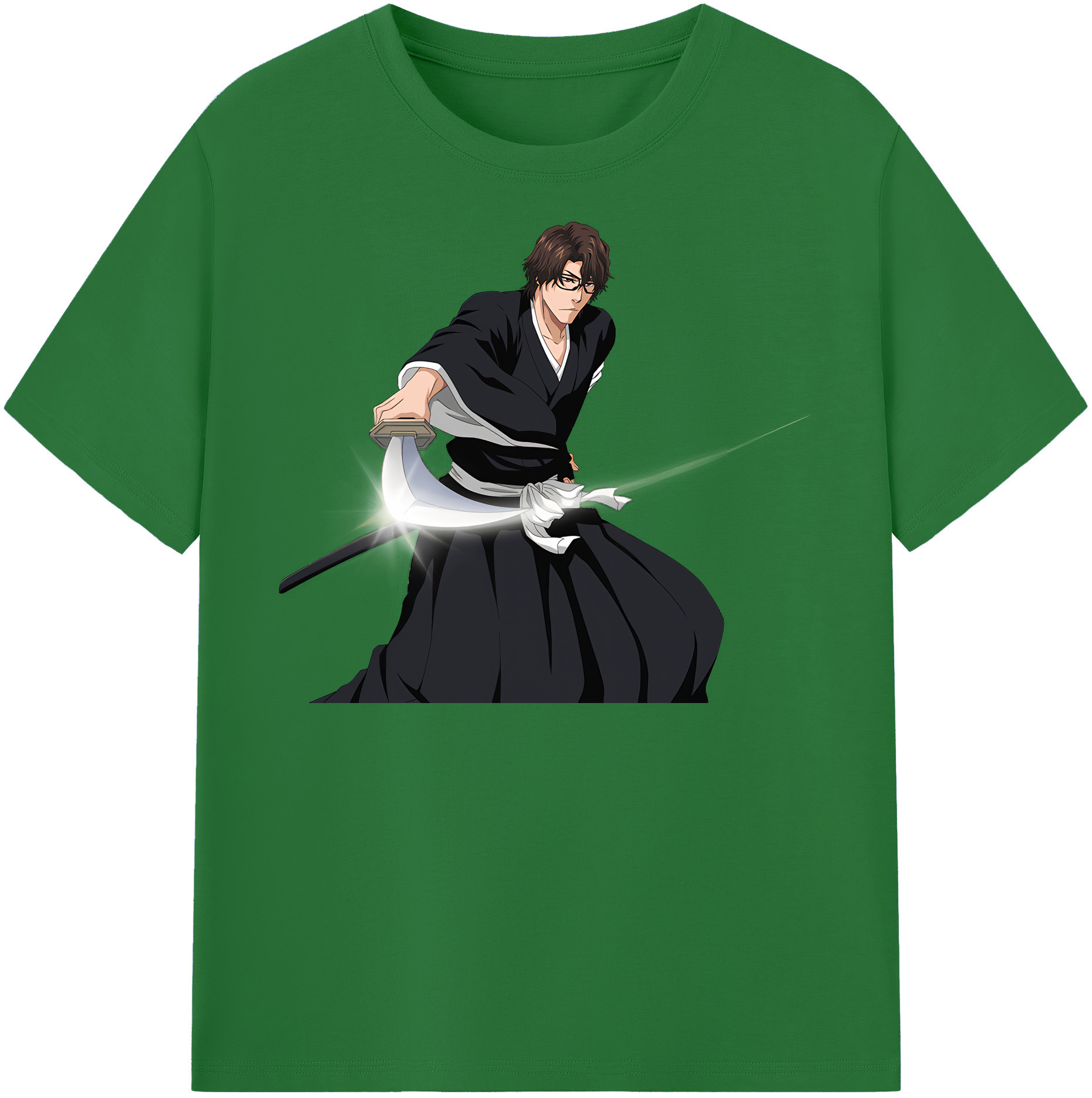 （画像用） ブリーチ 藍染 惣右介（あいぜん そうすけ） BLEACH Aizen Sousuke 綿100％半袖Tシャツ（フロントプリント）