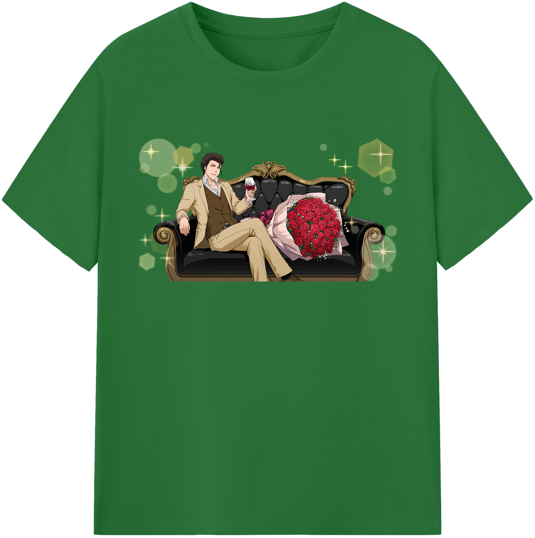 （画像用） ブリーチ 藍染 惣右介（あいぜん そうすけ） BLEACH Aizen Sousuke 綿100％半袖Tシャツ（フロントプリント）