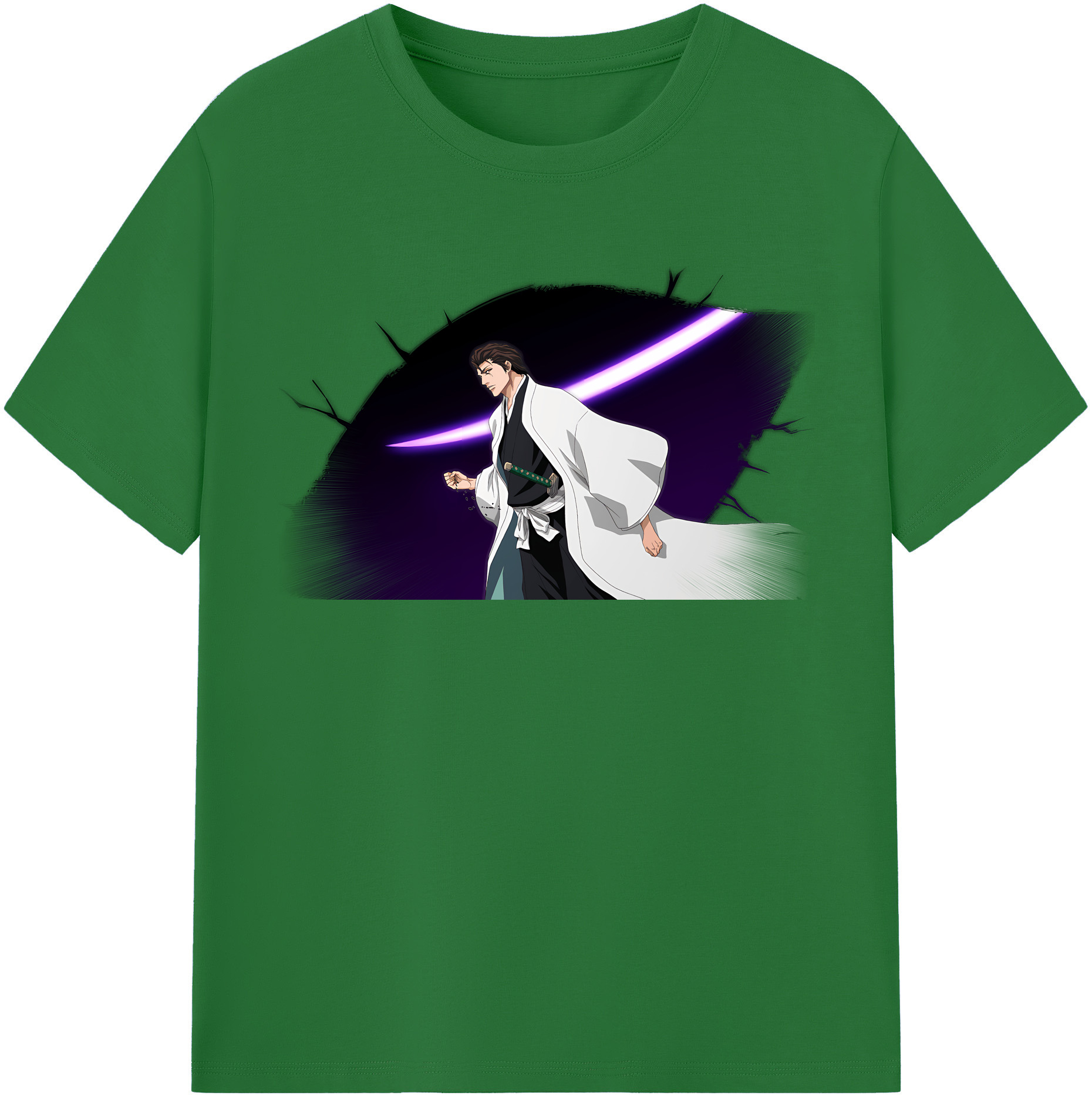 （画像用） ブリーチ 藍染 惣右介（あいぜん そうすけ） BLEACH Aizen Sousuke 綿100％半袖Tシャツ（フロントプリント）