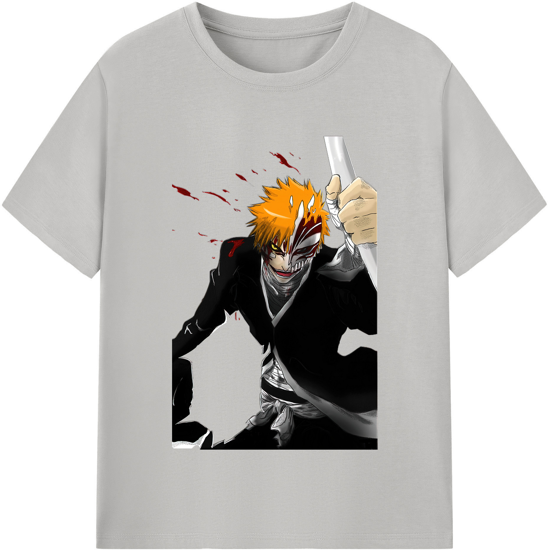 （画像用） ブリーチ 黒崎一護（くろさき いちご）BLEACH Kurosaki Ichigo 綿100％半袖Tシャツ（フロントプリント）