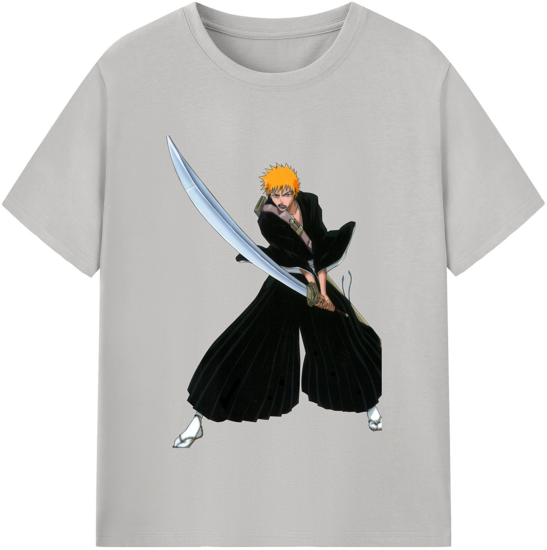 （画像用） ブリーチ 黒崎一護（くろさき いちご）BLEACH Kurosaki Ichigo 綿100％半袖Tシャツ（フロントプリント）