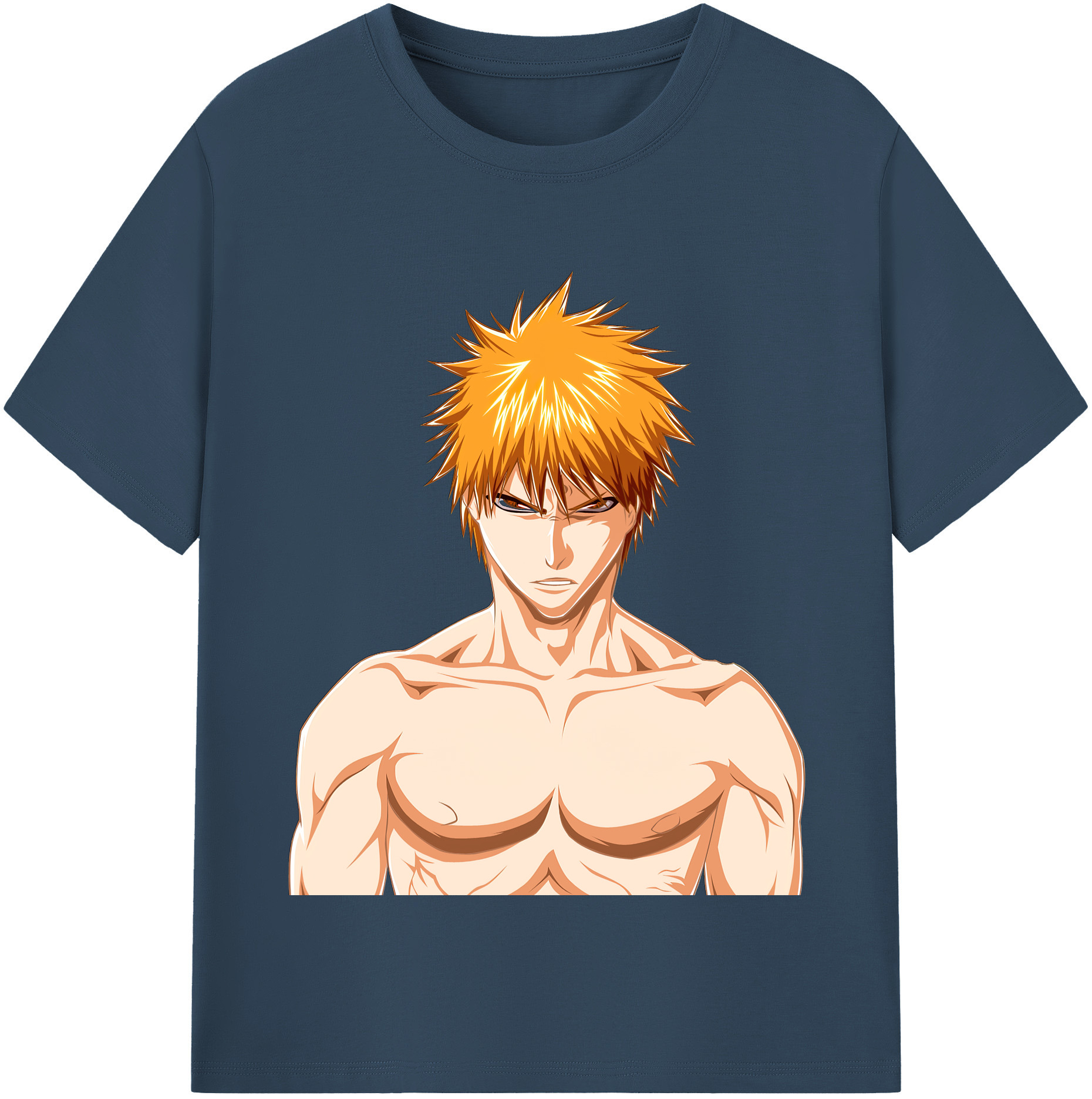 （画像用） ブリーチ 黒崎一護（くろさき いちご）BLEACH Kurosaki Ichigo 綿100％半袖Tシャツ（フロントプリント）