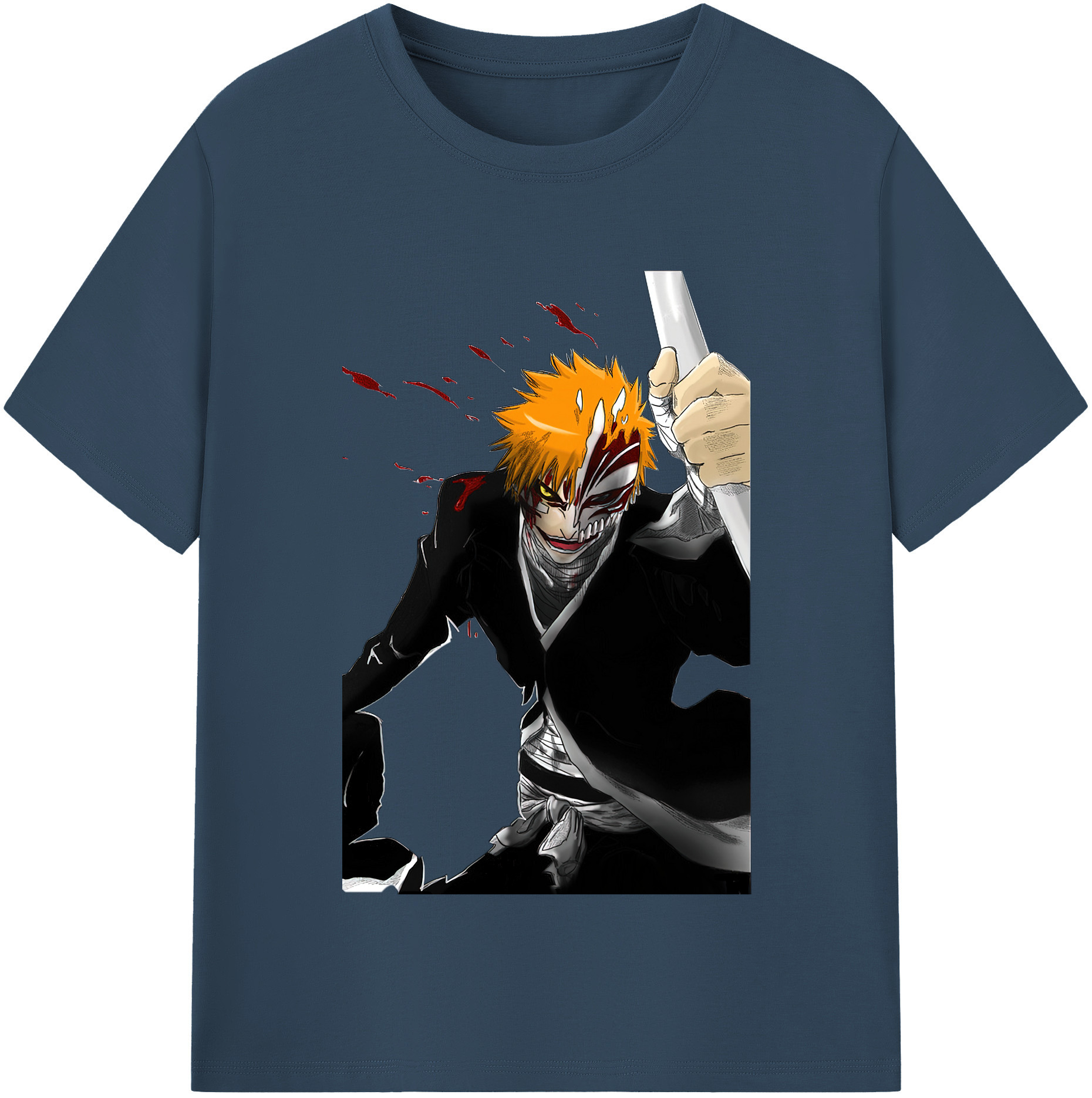 （画像用） ブリーチ 黒崎一護（くろさき いちご）BLEACH Kurosaki Ichigo 綿100％半袖Tシャツ（フロントプリント）