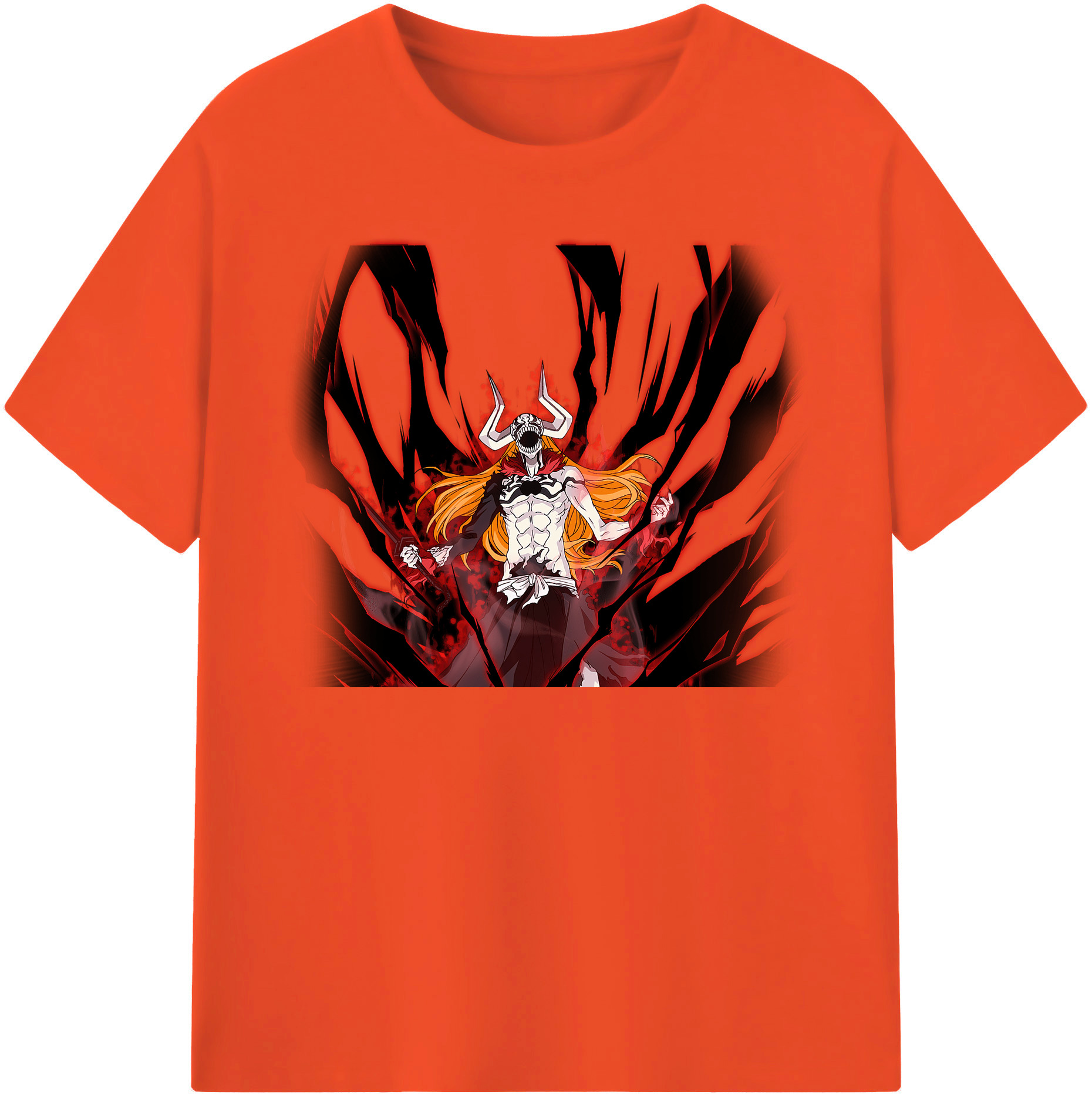 （画像用） ブリーチ 黒崎一護（くろさき いちご）BLEACH Kurosaki Ichigo 綿100％半袖Tシャツ（フロントプリント）
