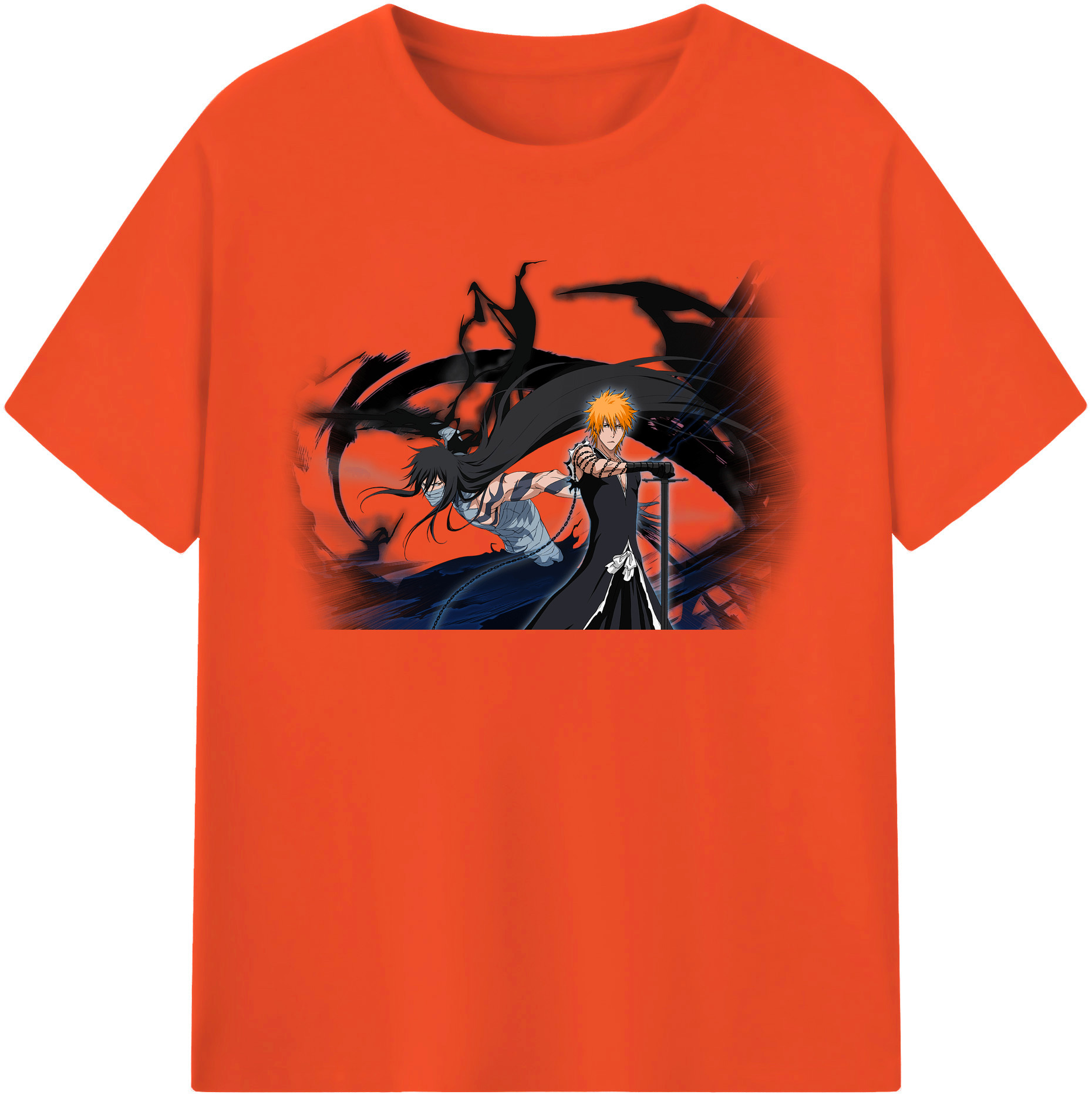 （画像用） ブリーチ 黒崎一護（くろさき いちご）BLEACH Kurosaki Ichigo 綿100％半袖Tシャツ（フロントプリント）