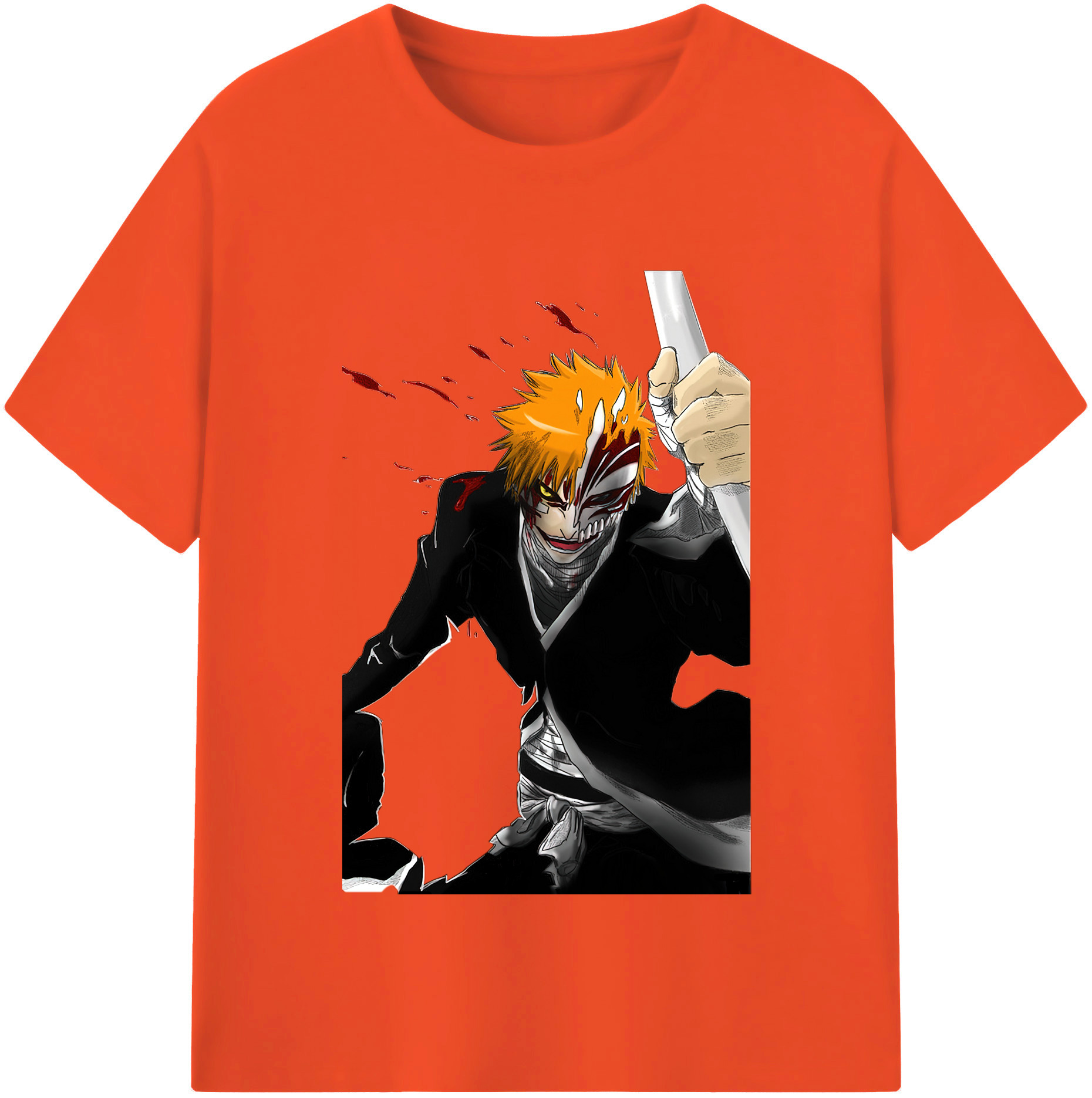 （画像用） ブリーチ 黒崎一護（くろさき いちご）BLEACH Kurosaki Ichigo 綿100％半袖Tシャツ（フロントプリント）